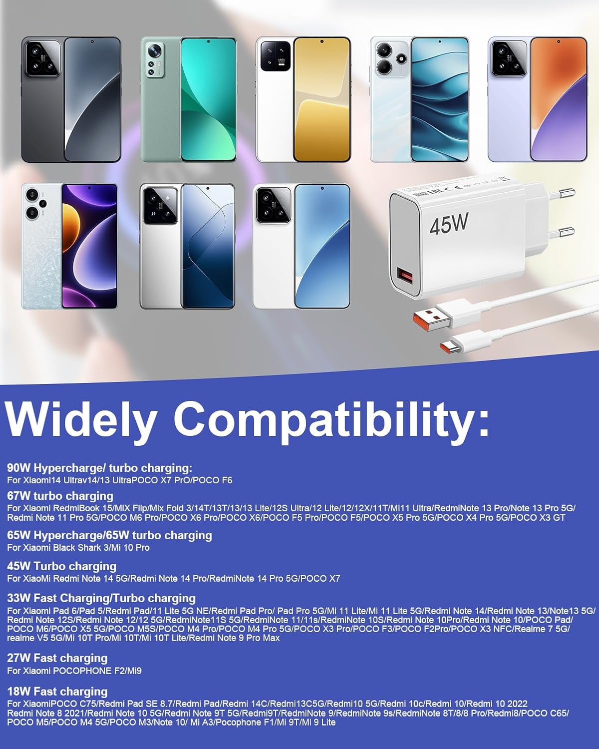 Caricabatterie Rapido 45W USB-C con Cavo 1M - immagine 5