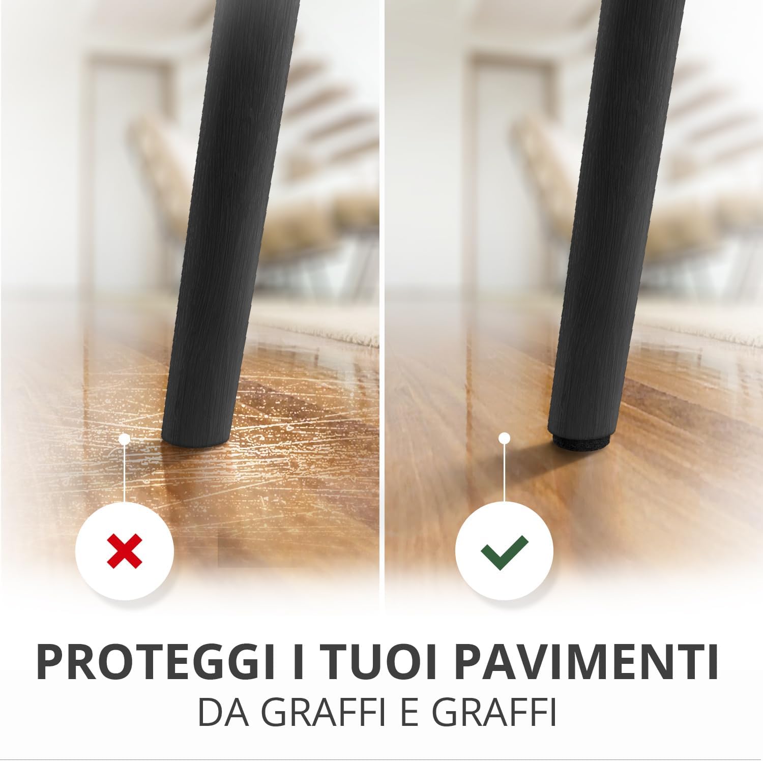 X-protector Feltrini per Gambe Mobili 235 Pezzi, Nero - immagine 3