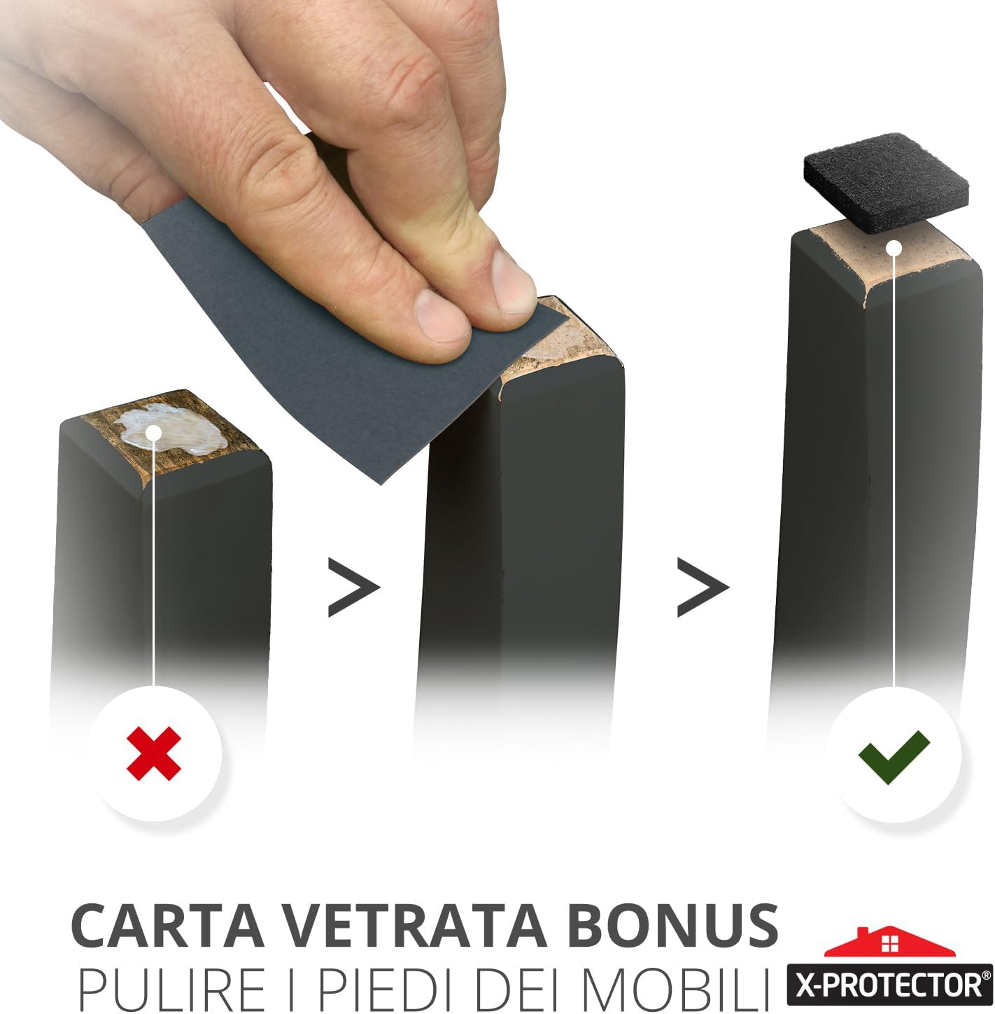 X-protector Feltrini per Gambe Mobili 235 Pezzi, Nero - immagine 5