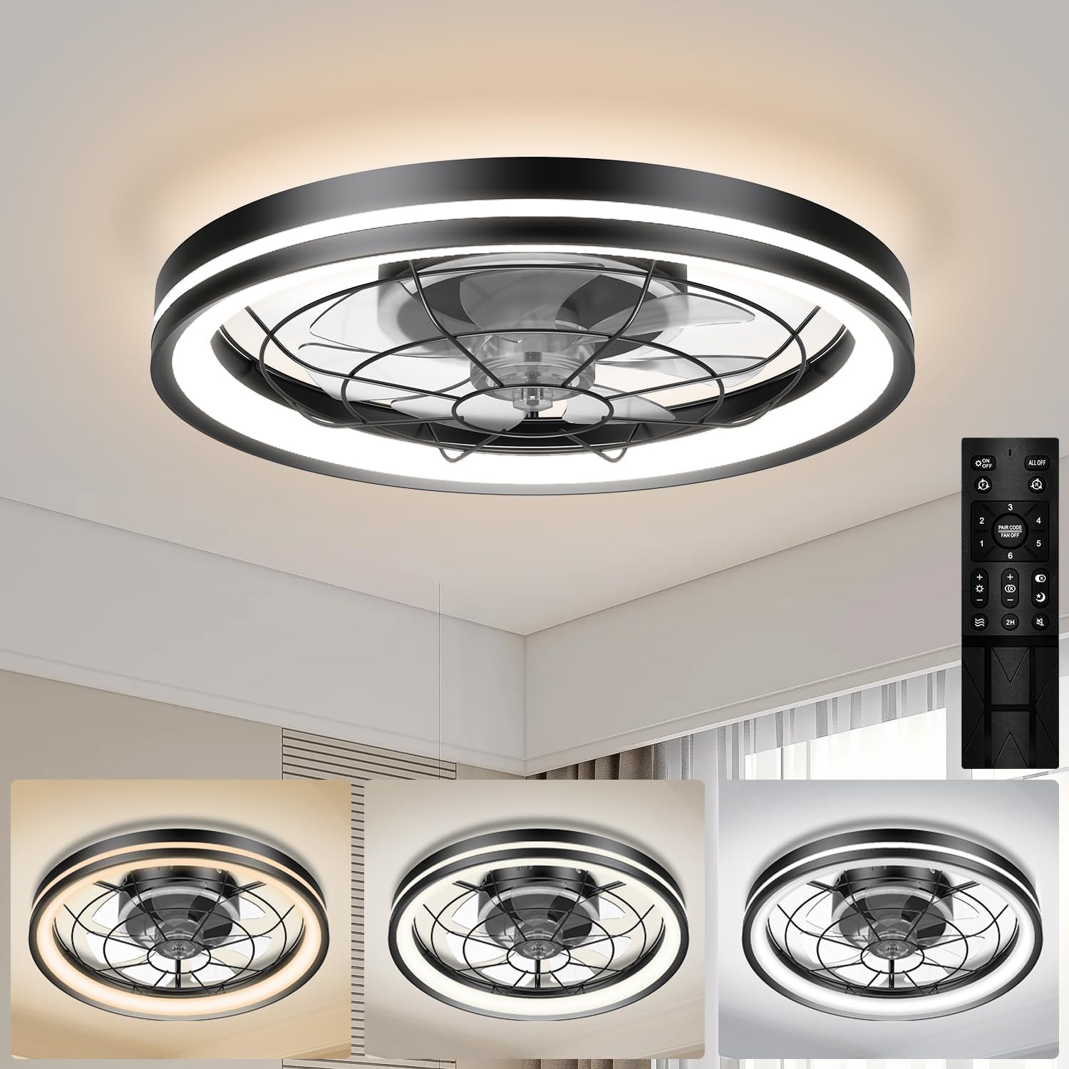 Airwit Ventilatore da Soffitto 48cm con Luce e Telecomando - immagine 1