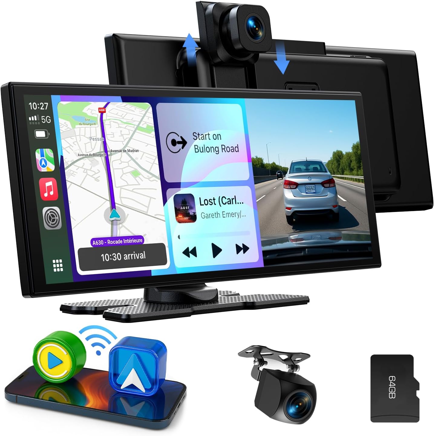 Lamtto Wireless CarPlay Android Auto Display 10.25" - immagine 1
