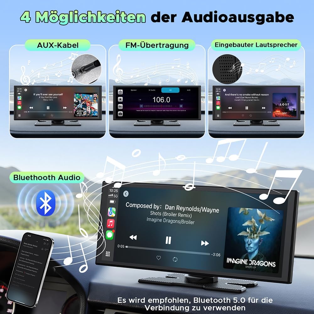 Lamtto Wireless CarPlay Android Auto Display 10.25" - immagine 7