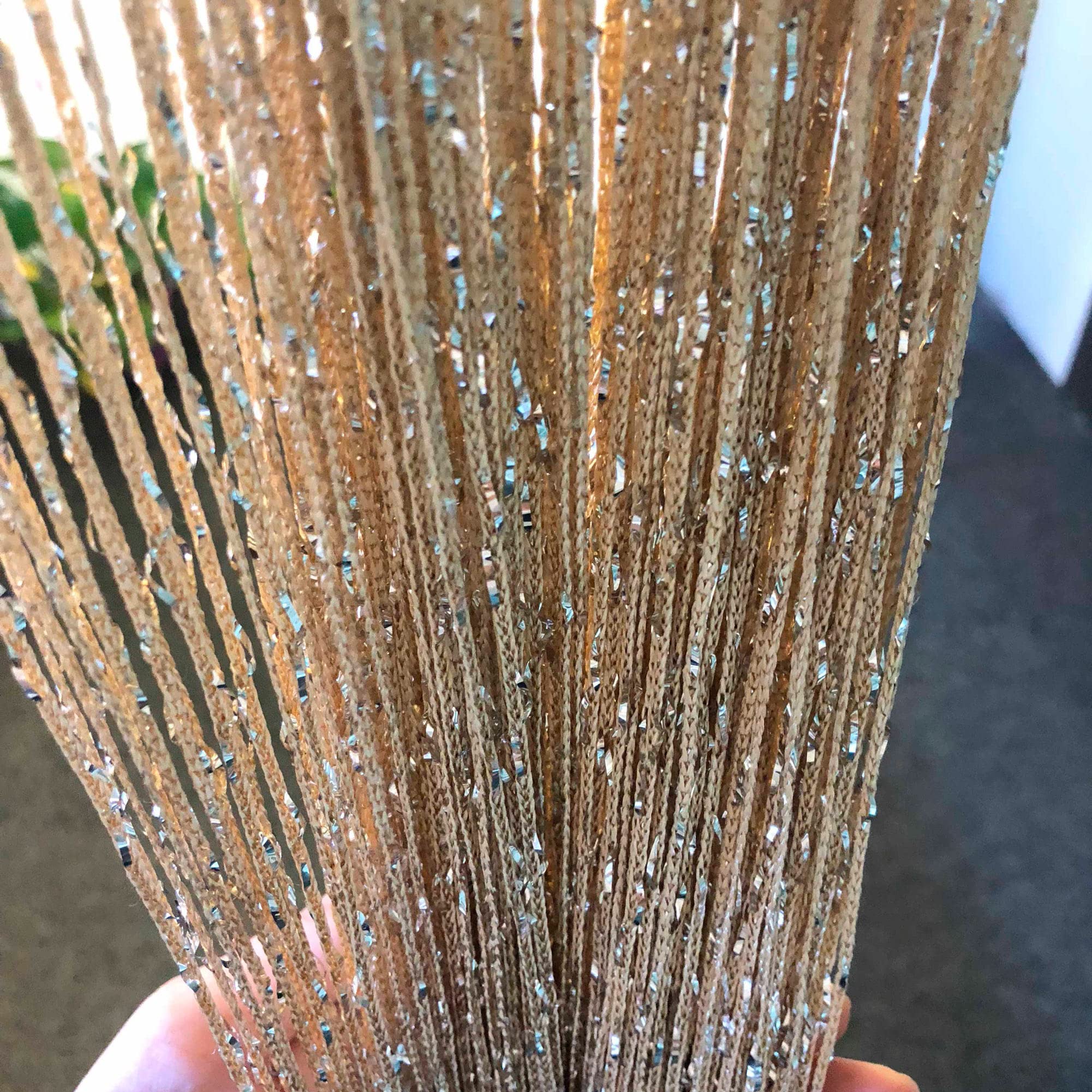 Hysenm 2 Tende a Fili Glitterate 100x200cm, Champagne