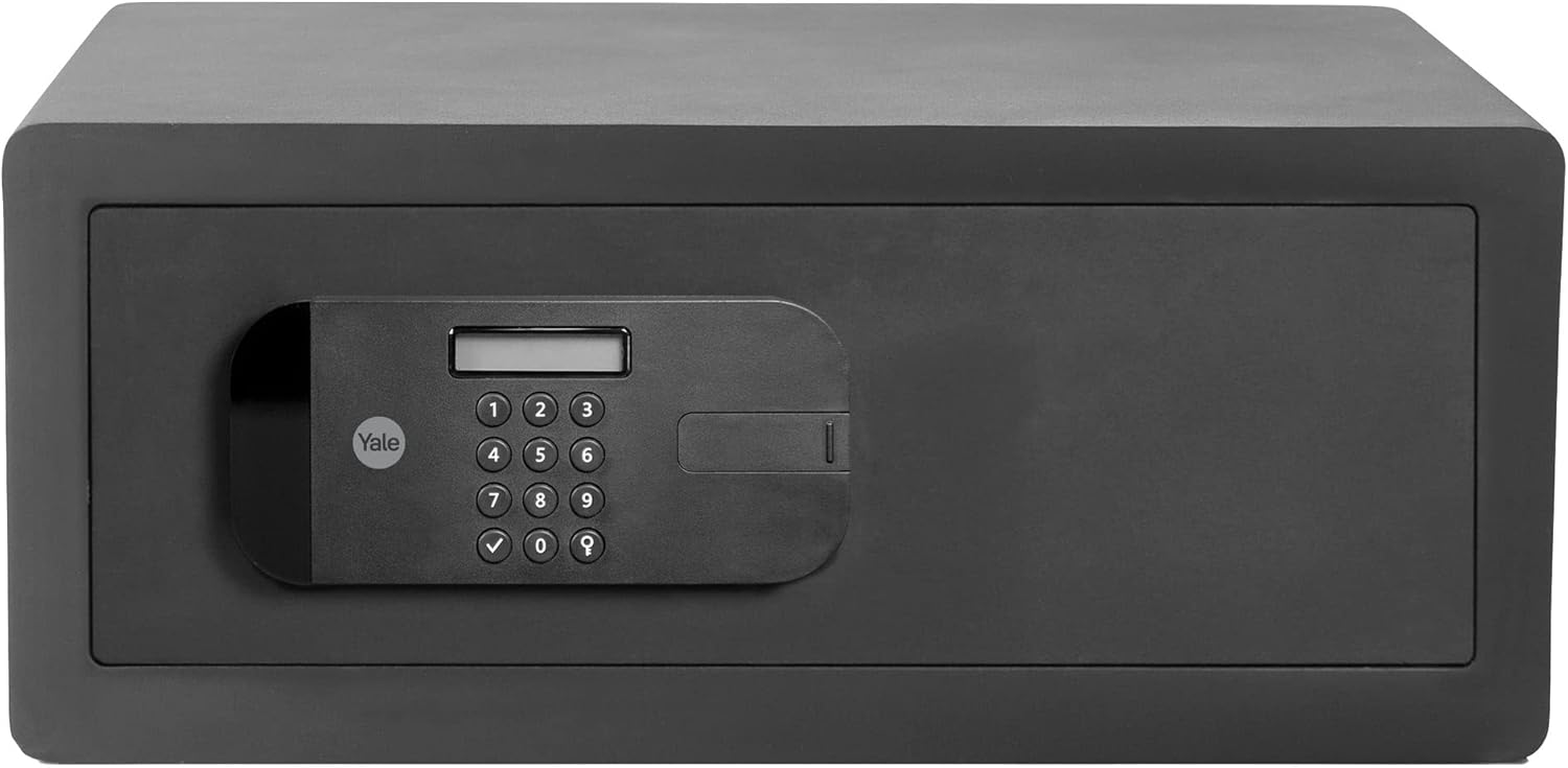 Yale Cassaforte motorizzata per laptop ad alta sicurezza YYLEB/200/EB1, accesso con codice pin digitale, funzione di blocco e tasto di sovraccarico, dim interne: 192 x 475 x 295mm - immagine 1
