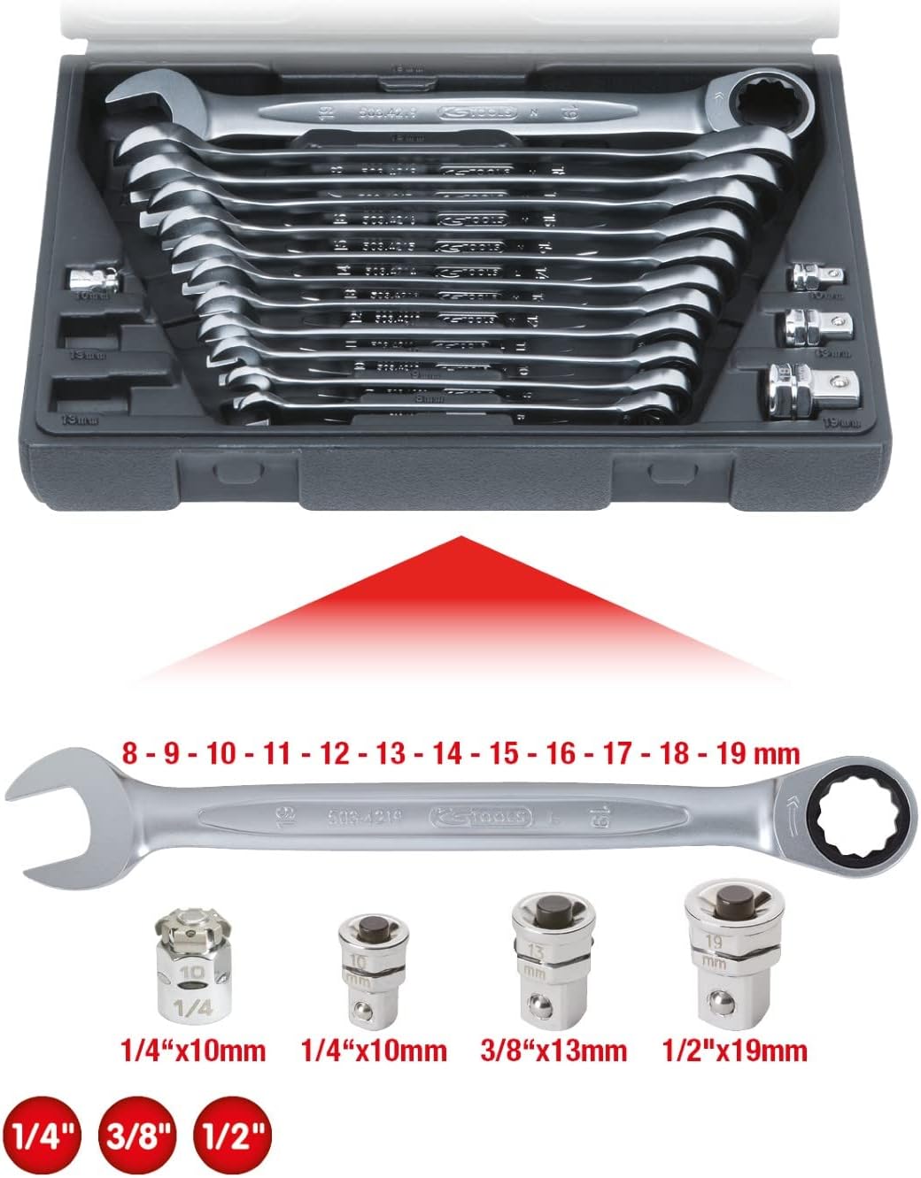 Ks Tools 503.4266 - Serie chiavi a cricco GEARplus 16 pz. - immagine 2