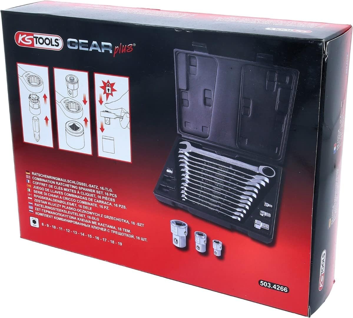 Ks Tools 503.4266 - Serie chiavi a cricco GEARplus 16 pz. - immagine 4