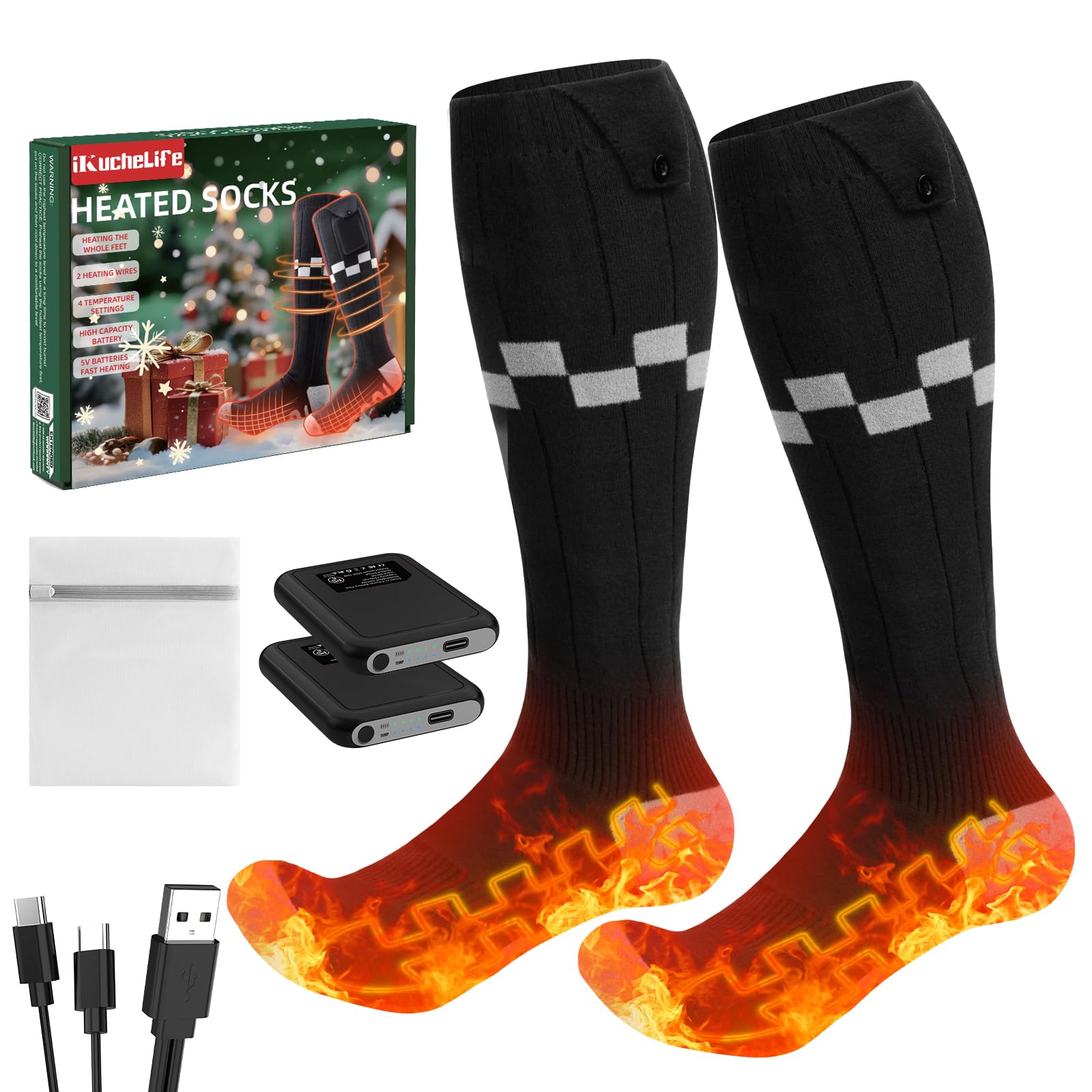 Ikuchelife Calze Riscaldate a Batteria 2025 - 14 Ore