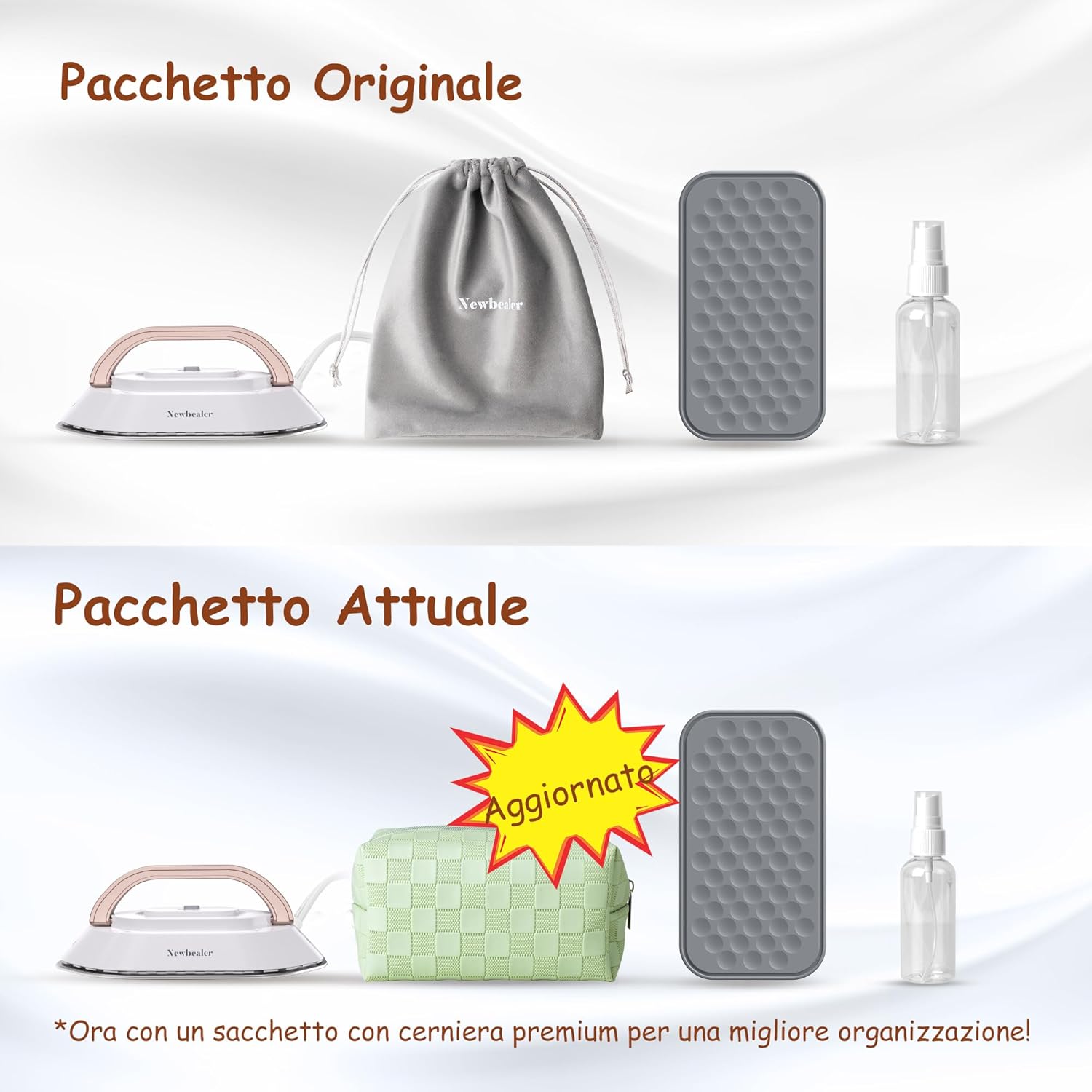 Newbealer Ferro da Stiro da Viaggio Mini Portatile, Oro - immagine 8