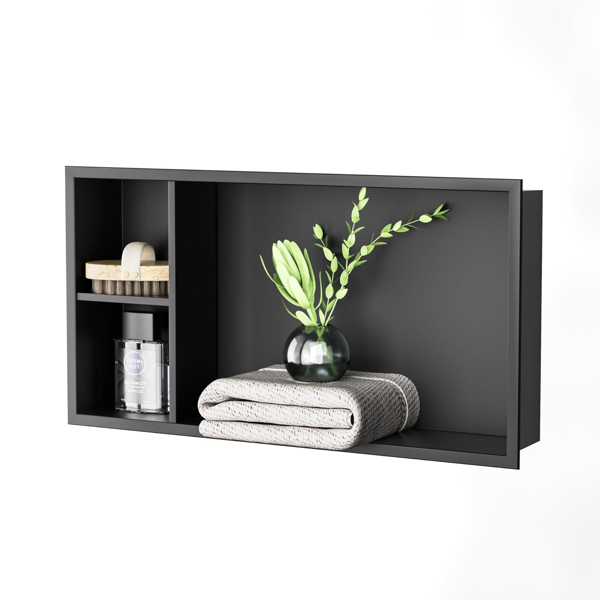 Bernkot Nicchia Doccia Incasso Acciaio Inox 60x30x10 cm, Nero