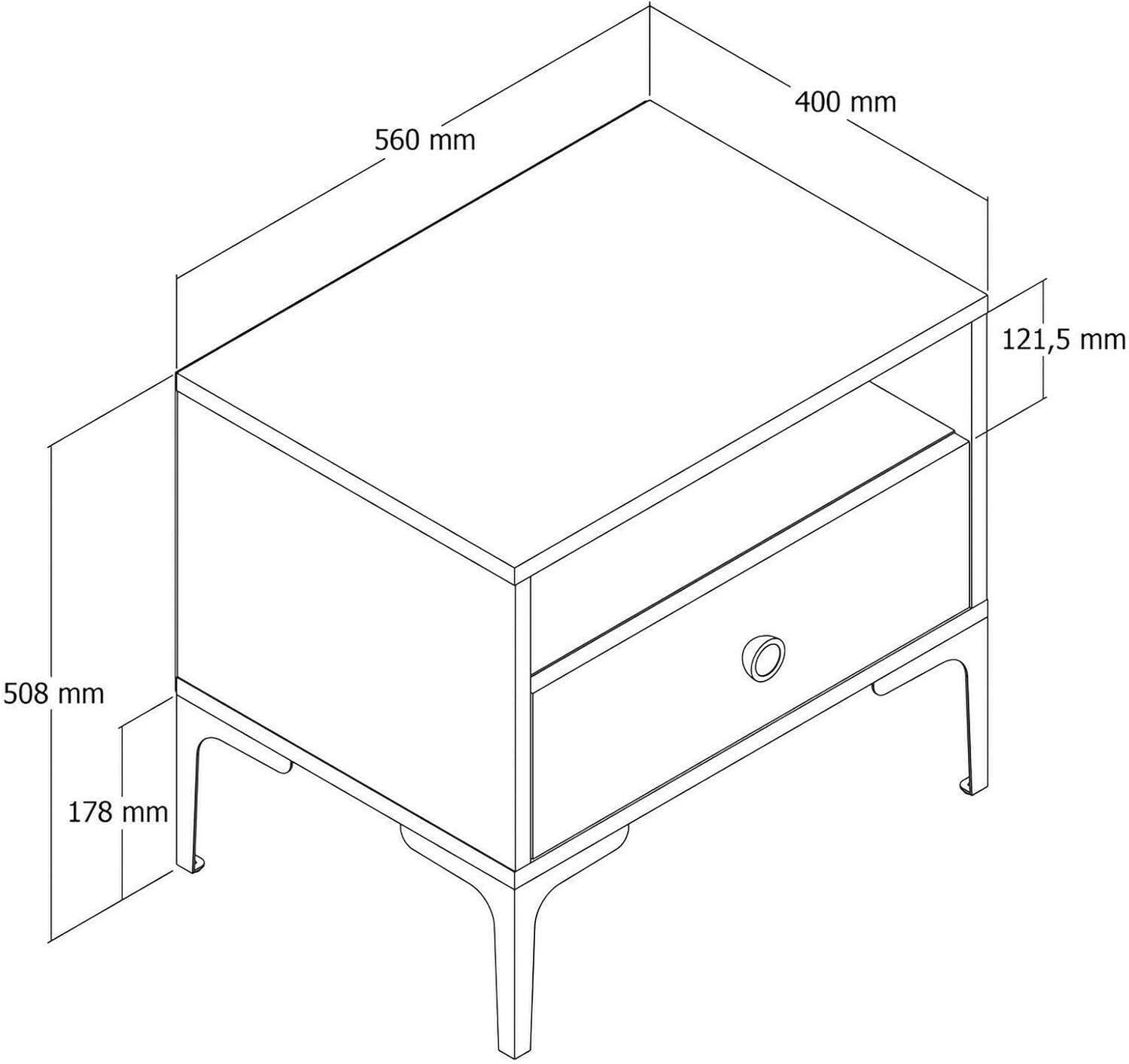 Dmora Comodino Seraph - Tavolino da Notte, Noce e Bianco - immagine 2