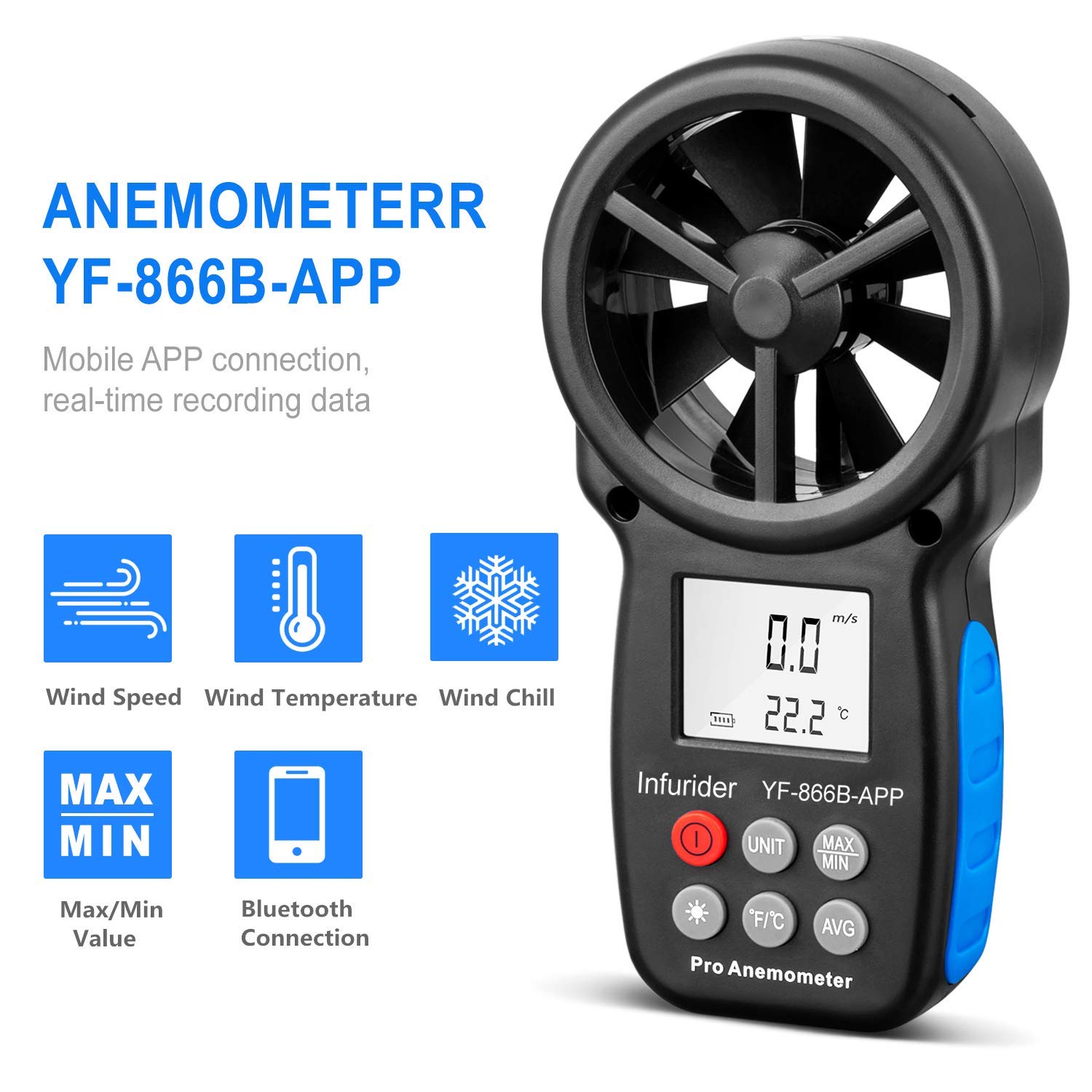 Anemometro Digitale Infurider con APP Bluetooth - immagine 5