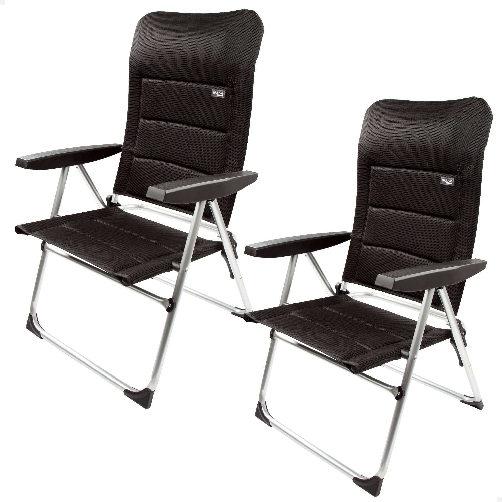 Aktive Sedie Pieghevoli Deluxe 5 Posizioni, Nere (2 pz)