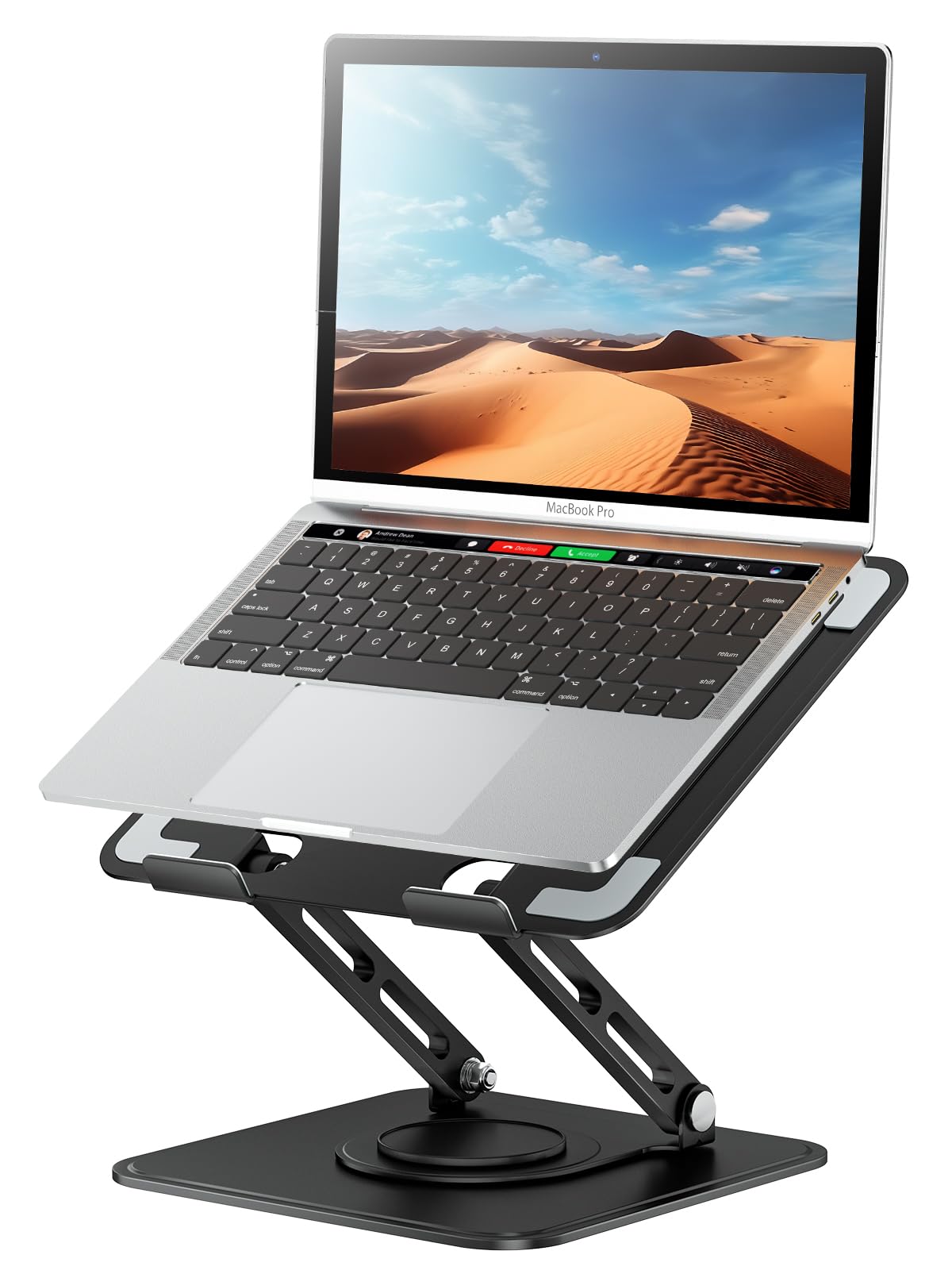tounee Supporto per laptop da scrivania, supporto regolabile per computer con base girevole a 360°, supporto ergonomico per laptop compatibile con MacBook Pro Air, tutti i laptop da 10 a 16" - Nero