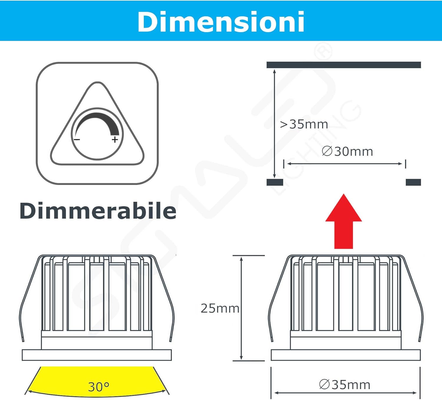 Sigmaled Lighting MINI SPOT LED 3W, 10 Pezzi - immagine 2