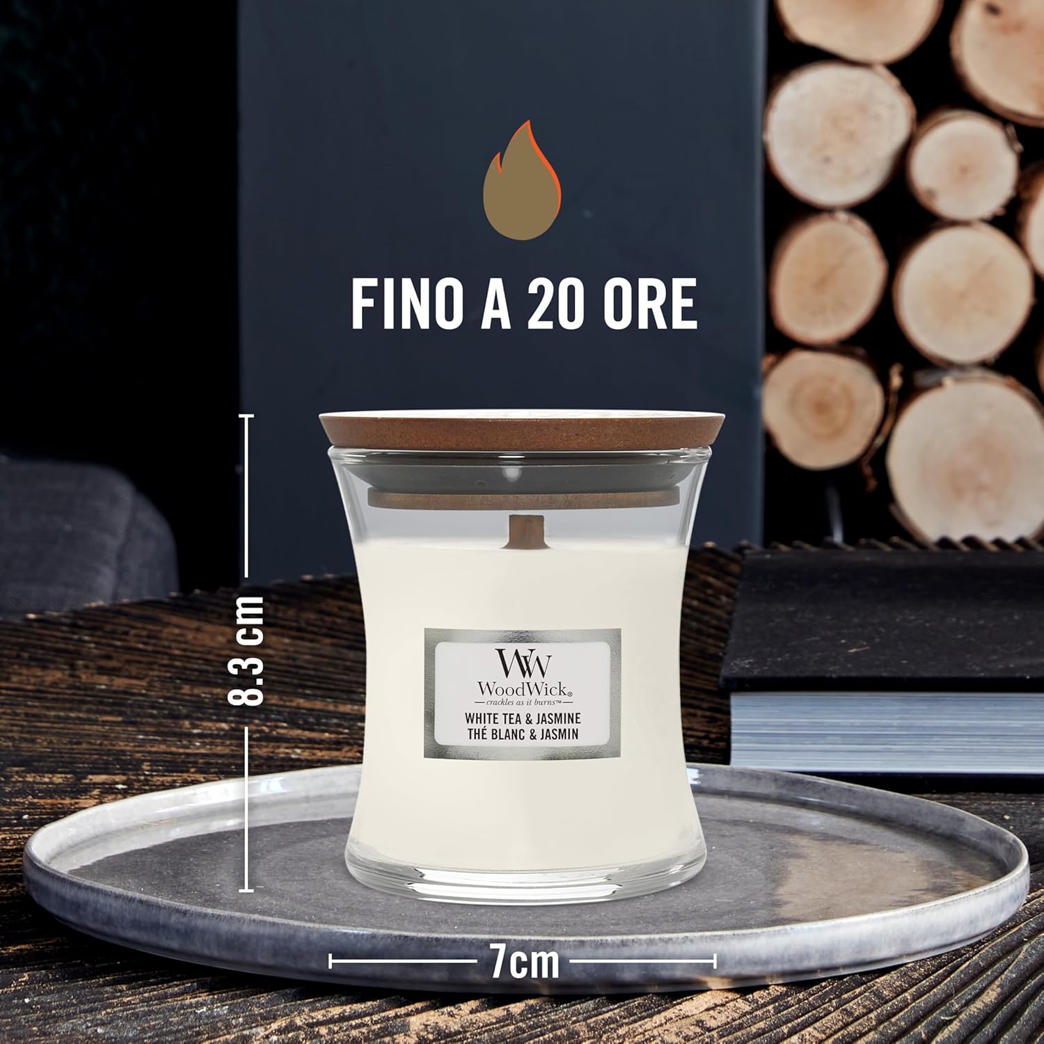 Woodwick Candela Profumata Tè Bianco e Gelsomino - immagine 3