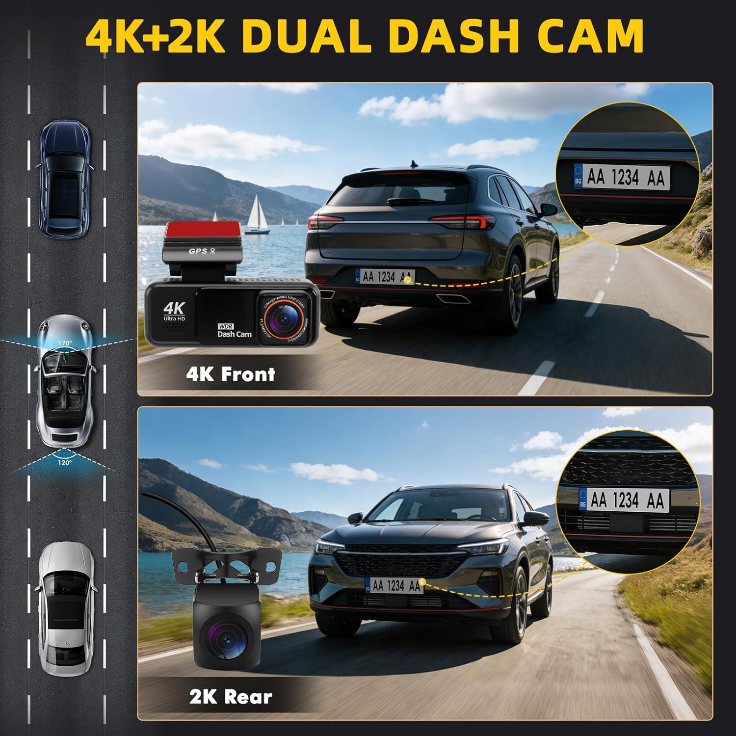 Dash Cam 4K+2K Anteriore/Posteriore con Scheda 64GB - immagine 5