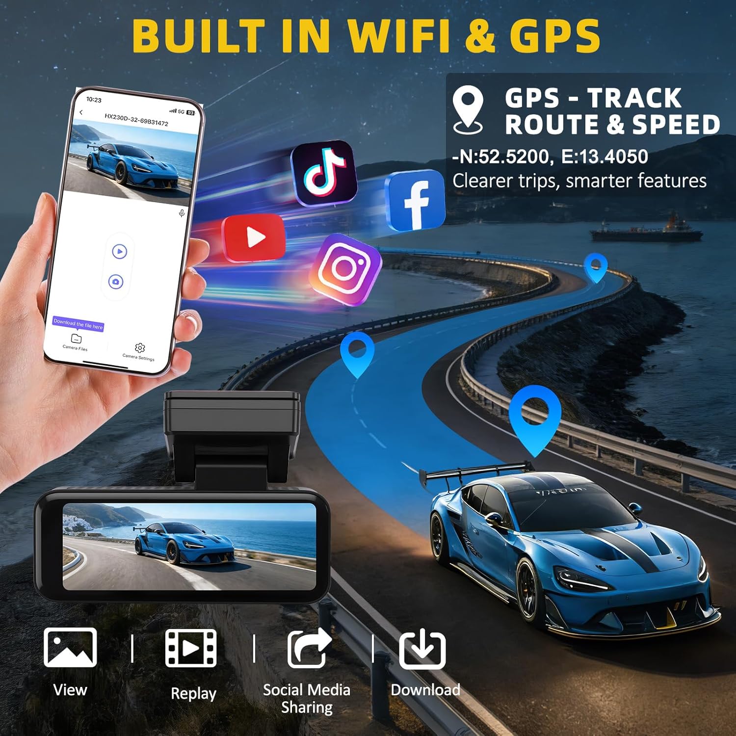 Dash Cam 4K+2K Anteriore/Posteriore con Scheda 64GB - immagine 6