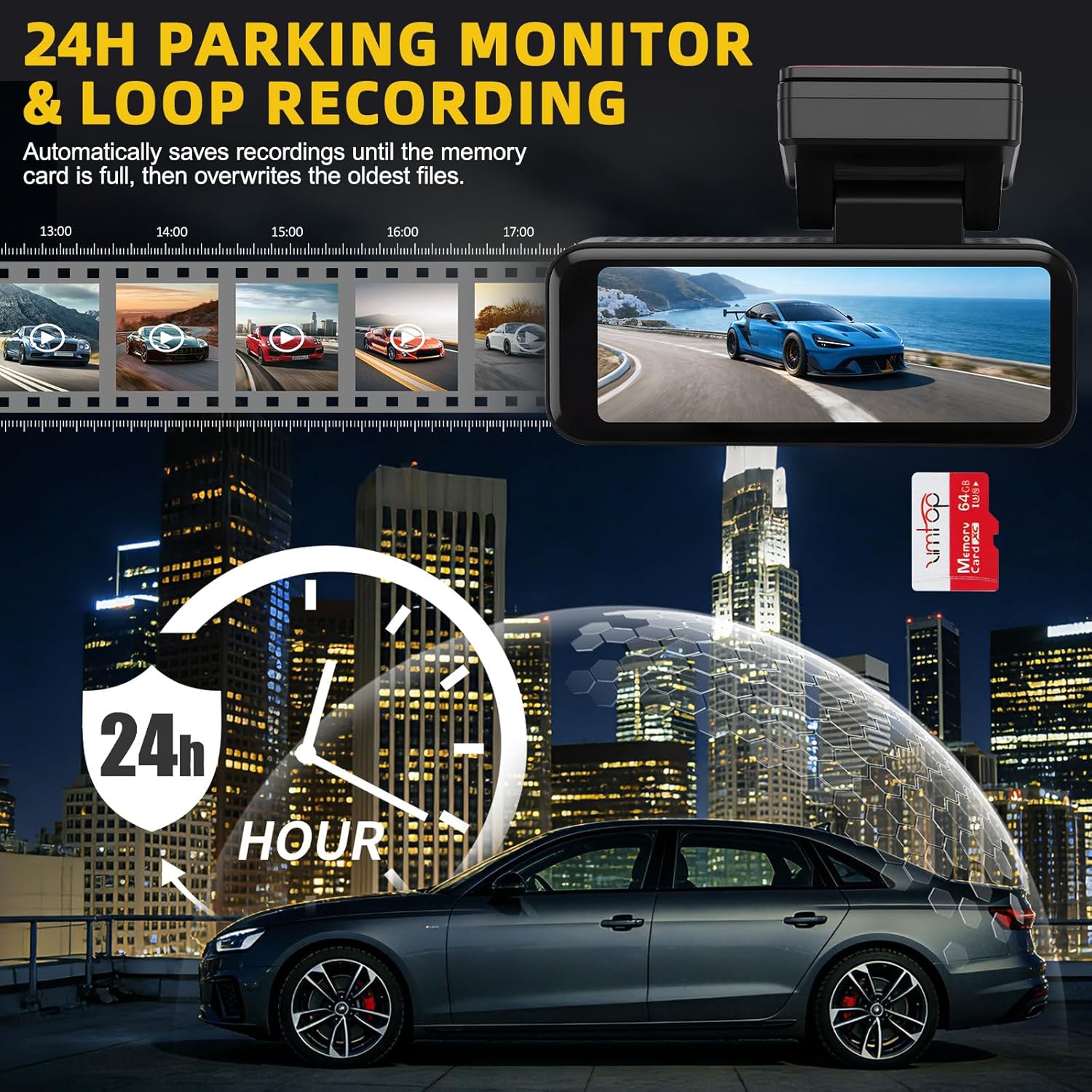 Dash Cam 4K+2K Anteriore/Posteriore con Scheda 64GB - immagine 7