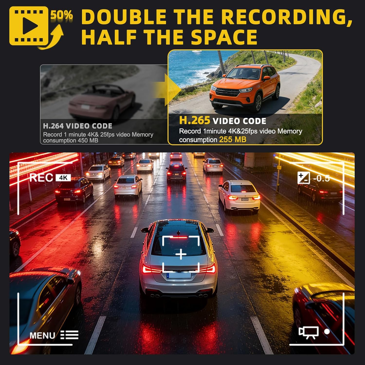 Dash Cam 4K+2K Anteriore/Posteriore con Scheda 64GB - immagine 8