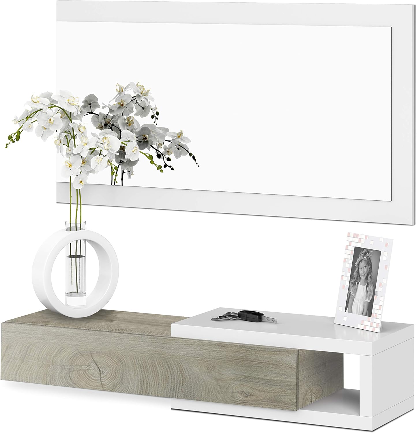 Habitdesign Corridoio con Cassetto e Specchio, Modello Noon - immagine 4