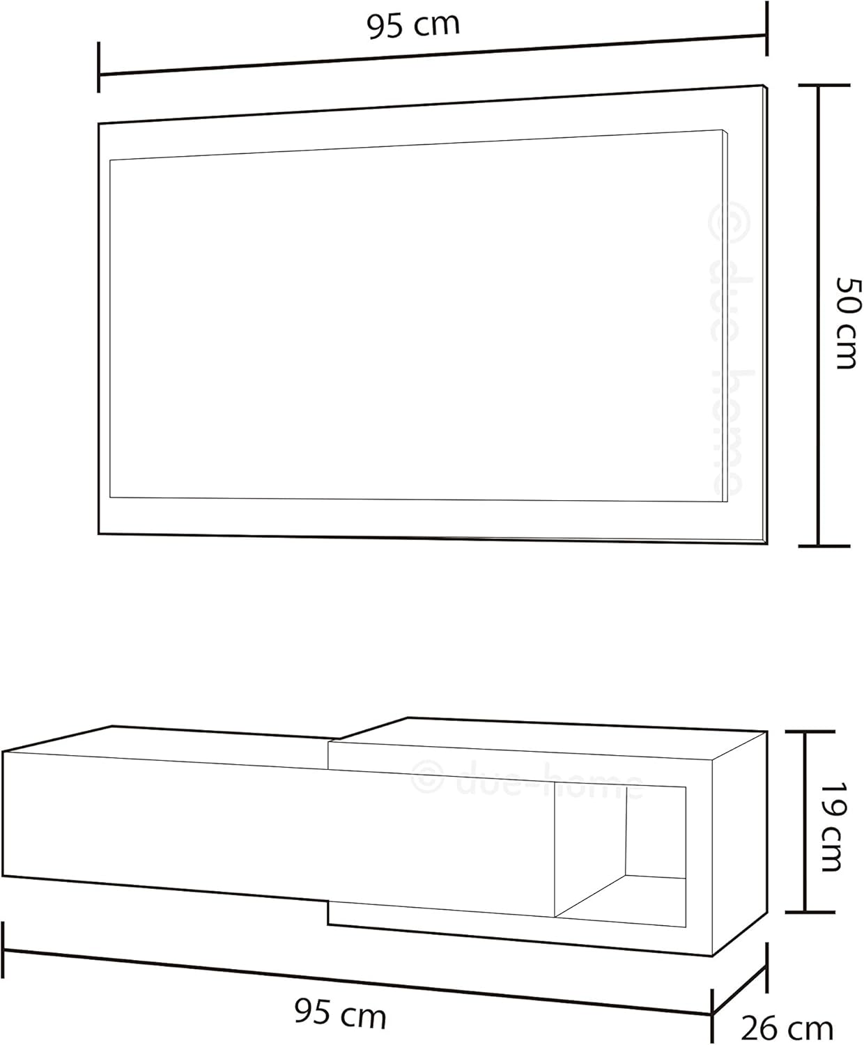 Habitdesign Corridoio con Cassetto e Specchio, Modello Noon - immagine 6