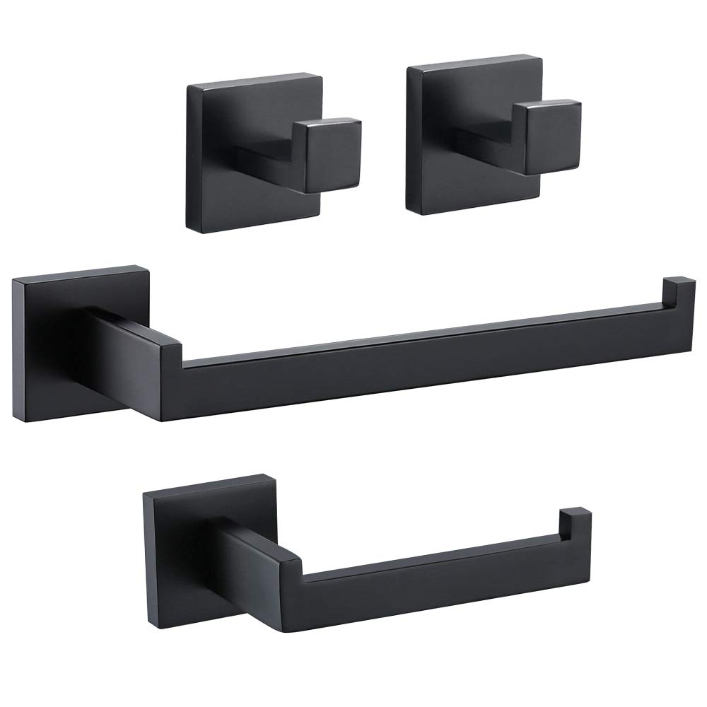 Turs Set Accessori Bagno 4 Pezzi, Nero Opaco