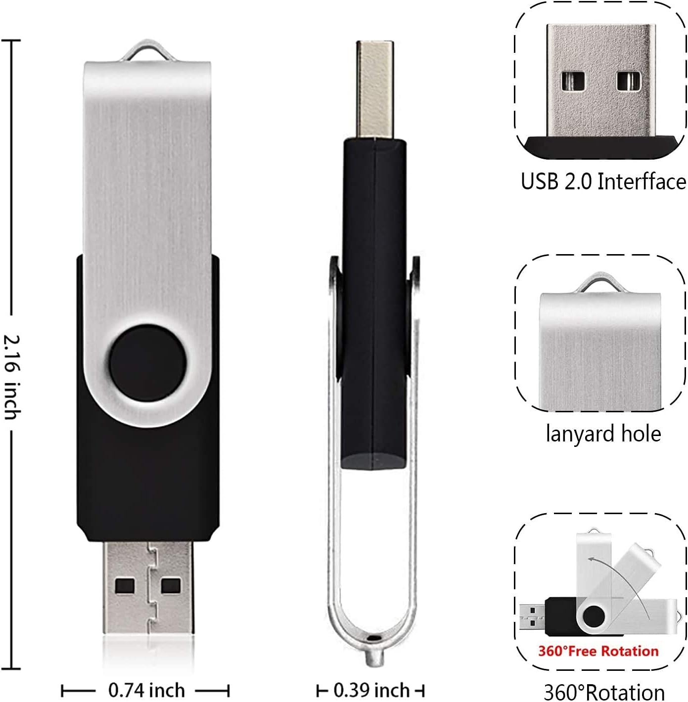 Kootion Pendrive 8GB USB 2.0 - Pack 20 Unità, Nero - immagine 5