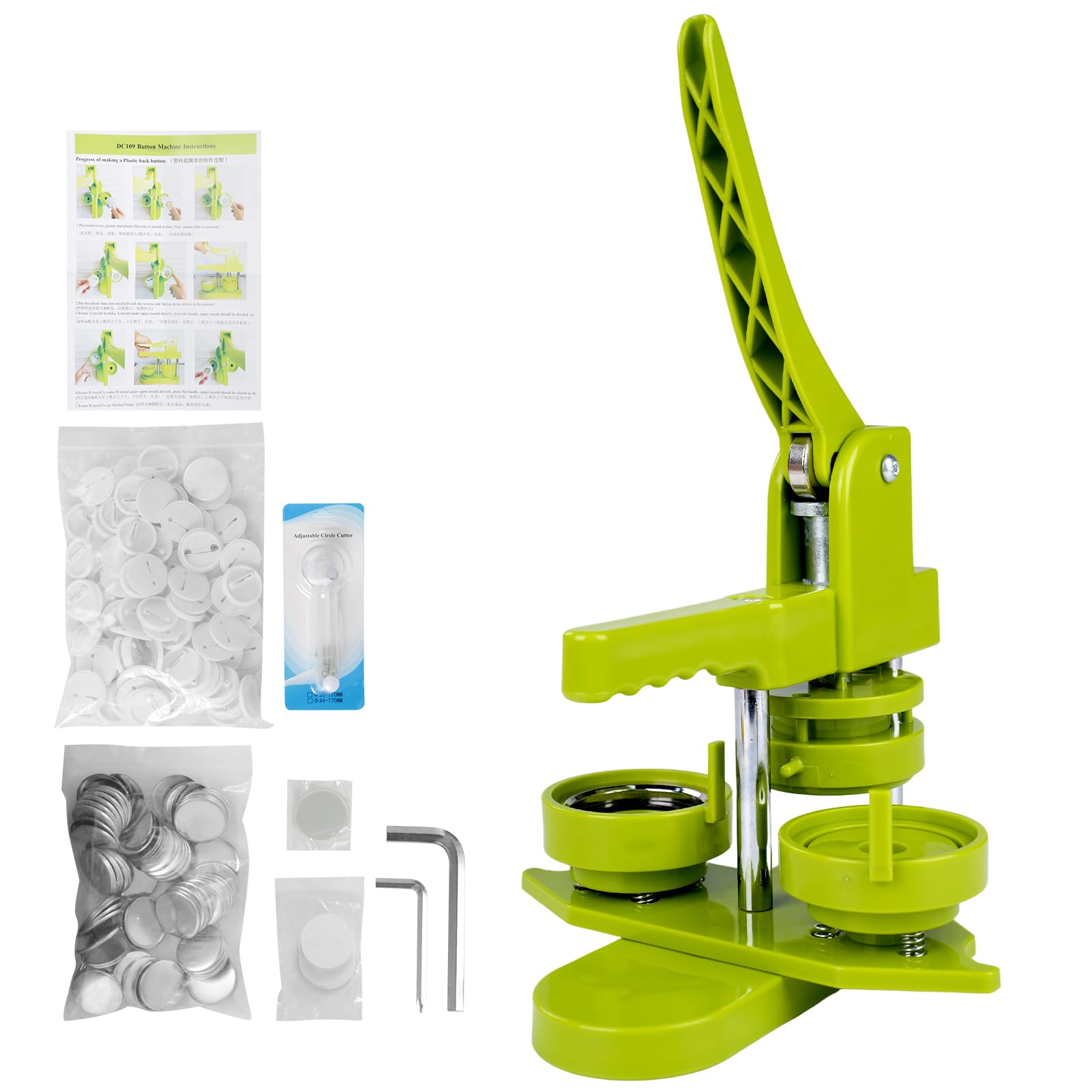 Outbit Button Badge Press con 100 Bottoni (Verde, 32mm)