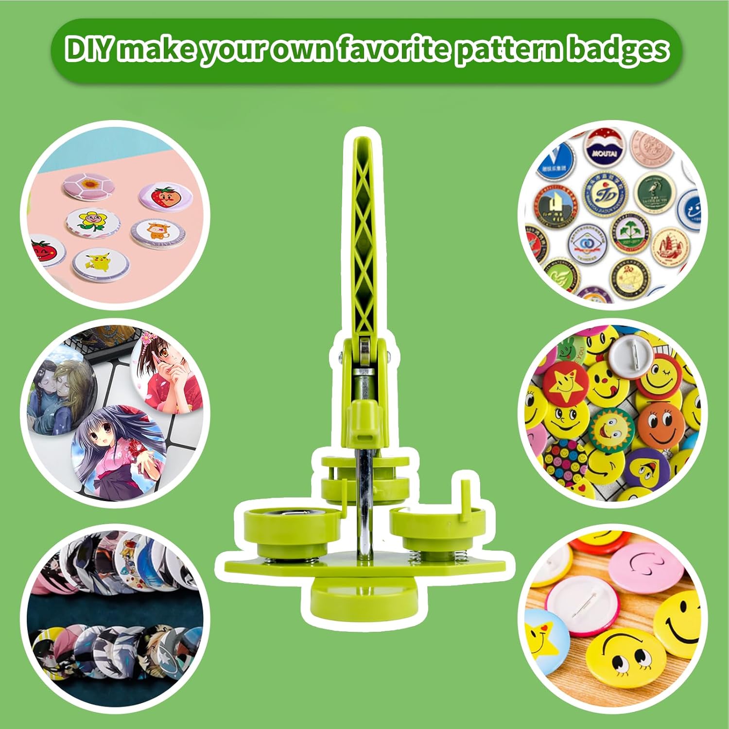 Outbit Button Badge Press con 100 Bottoni (Verde, 32mm) - immagine 4