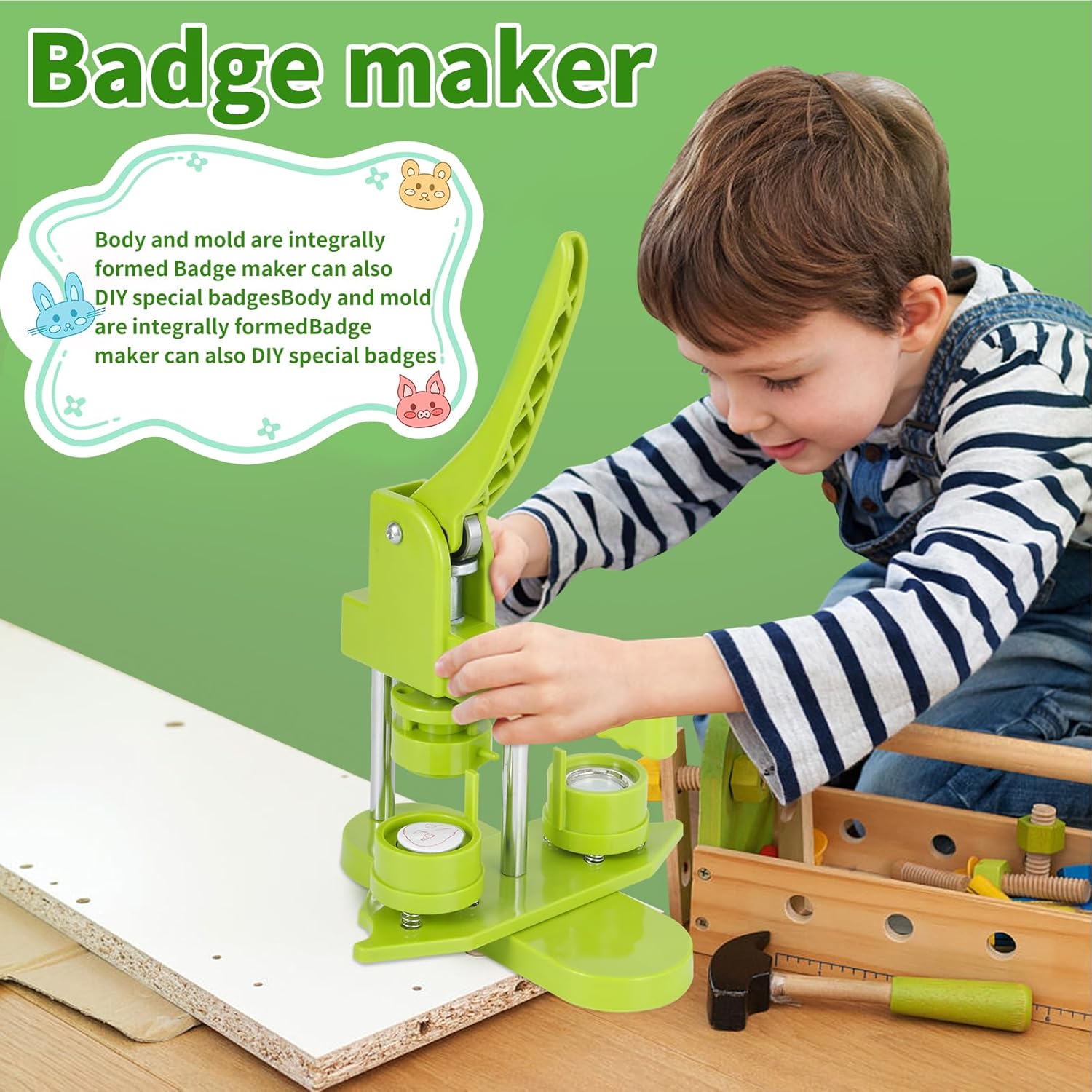 Outbit Button Badge Press con 100 Bottoni (Verde, 32mm) - immagine 8