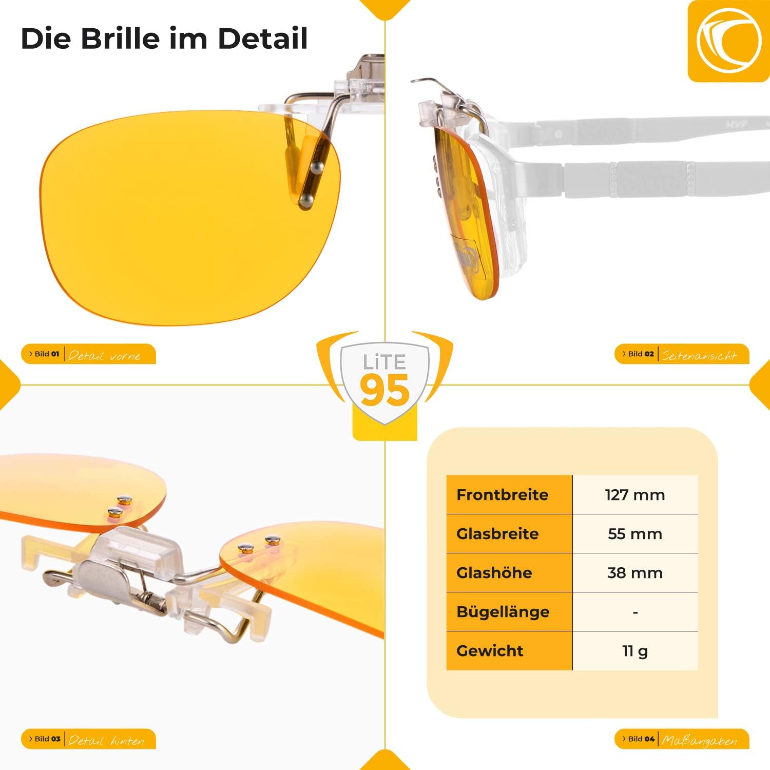 PRISMA BlueLightProtect Computer Glasses Clip-ON 'Lite' - immagine 3