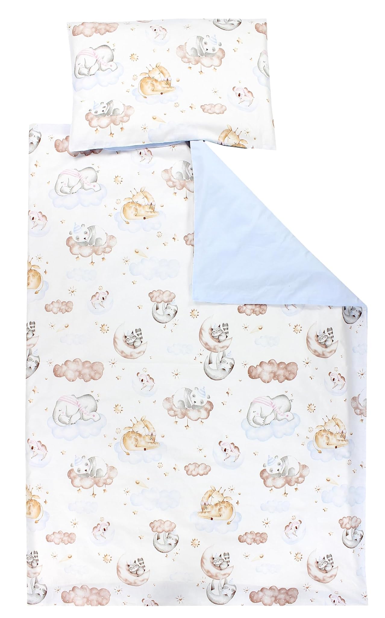 TupTam Set di Biancheria da Letto per Bambini Ragazzi Ragazze 2 Elementi, Animali su nuvole/blu, 135x100 cm