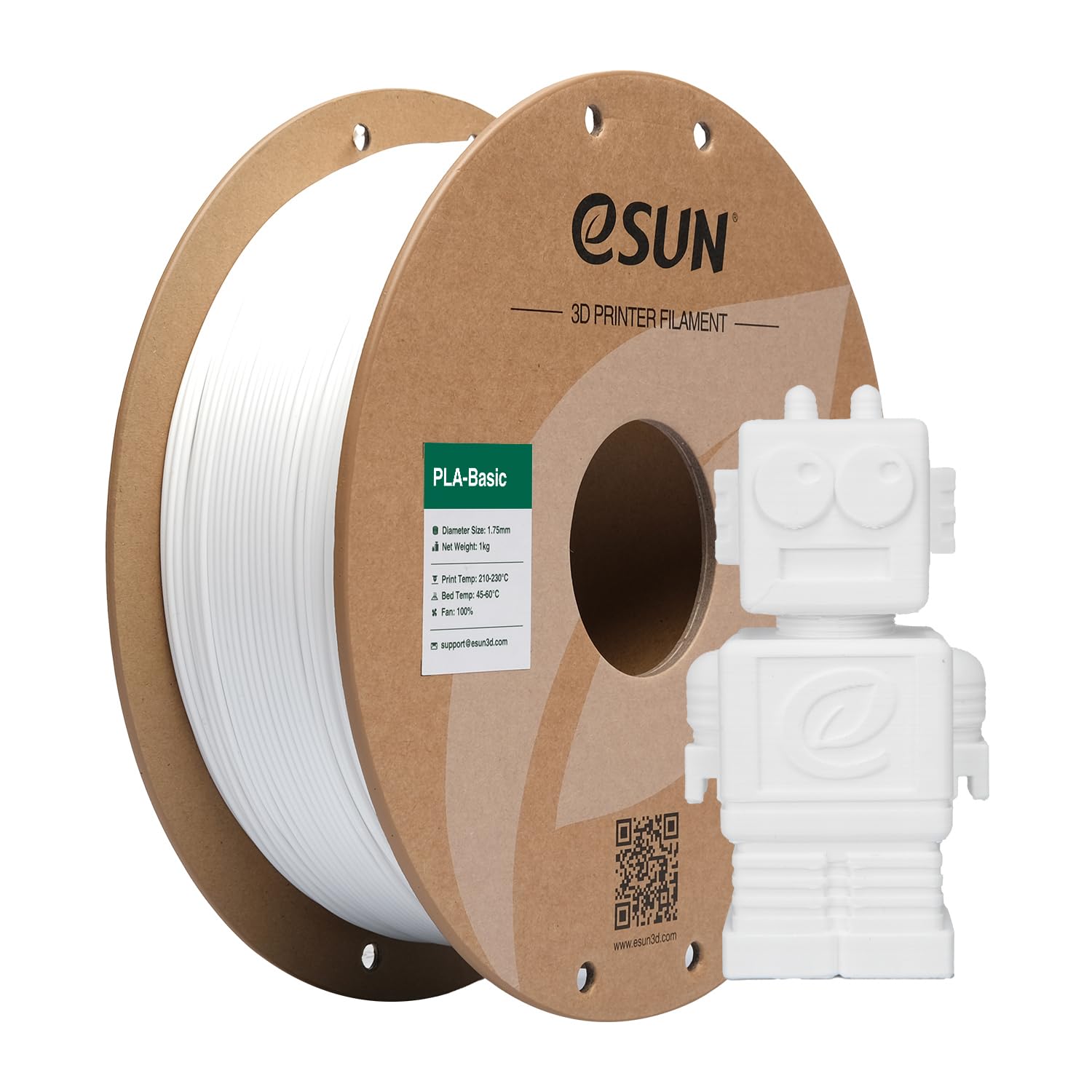 Esun Filamento PLA 1,75 mm per Stampanti 3D, Bianco Freddo