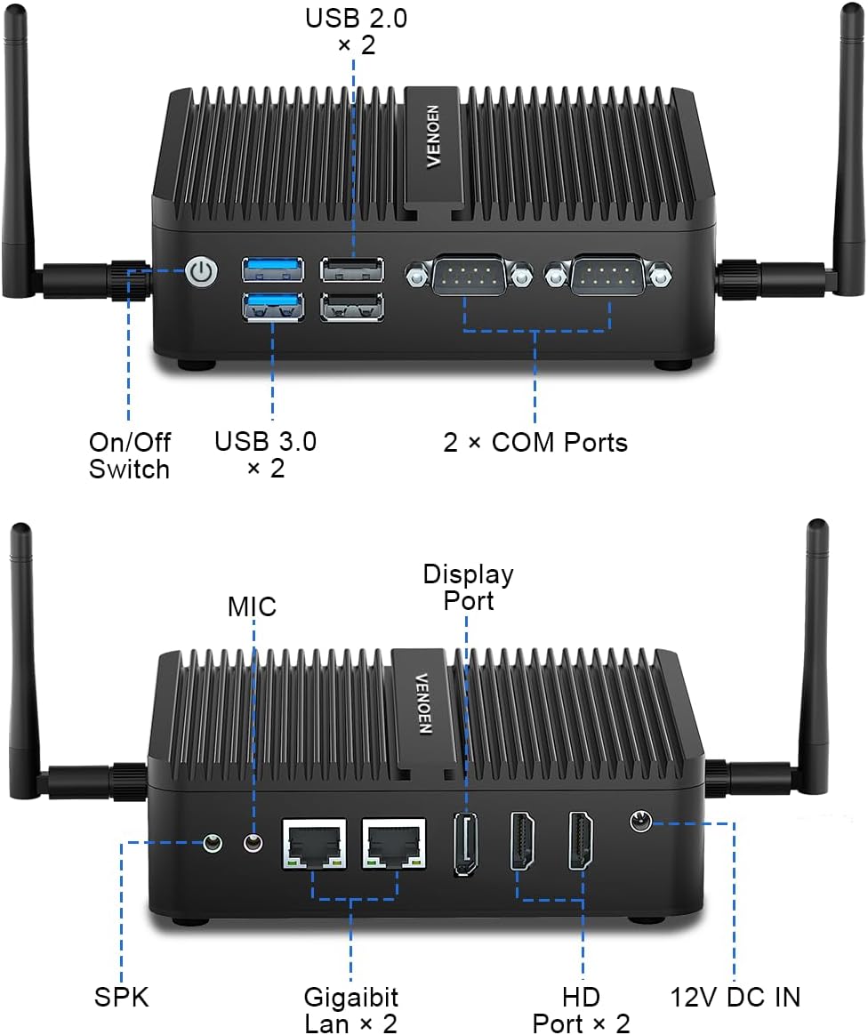 W 11 Pro Mini PC Fanless Celeron J6412 8GB RAM 128GB SSD - immagine 2
