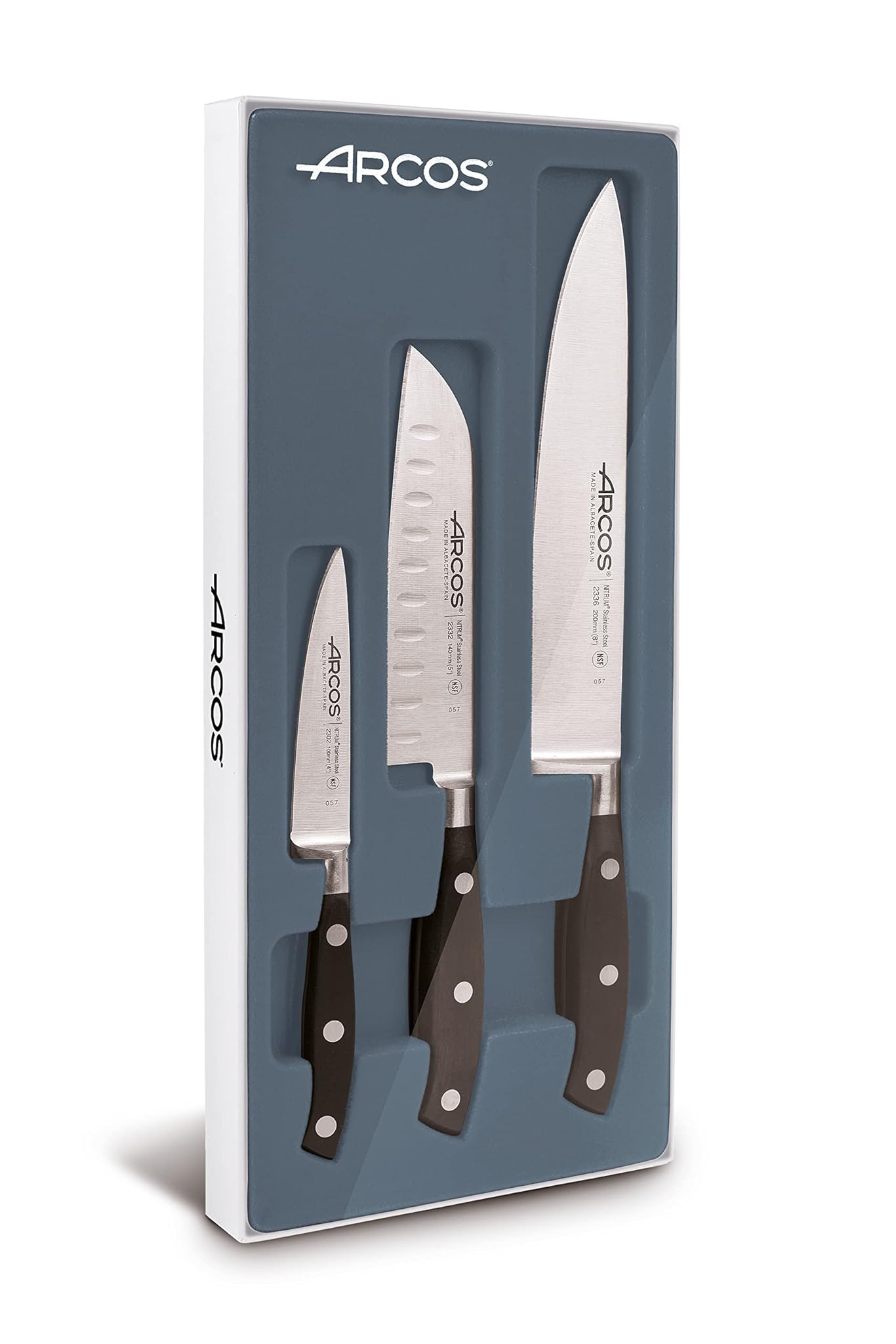 Arcos Set 3 Coltelli Cucina Serie Riviera, Nero