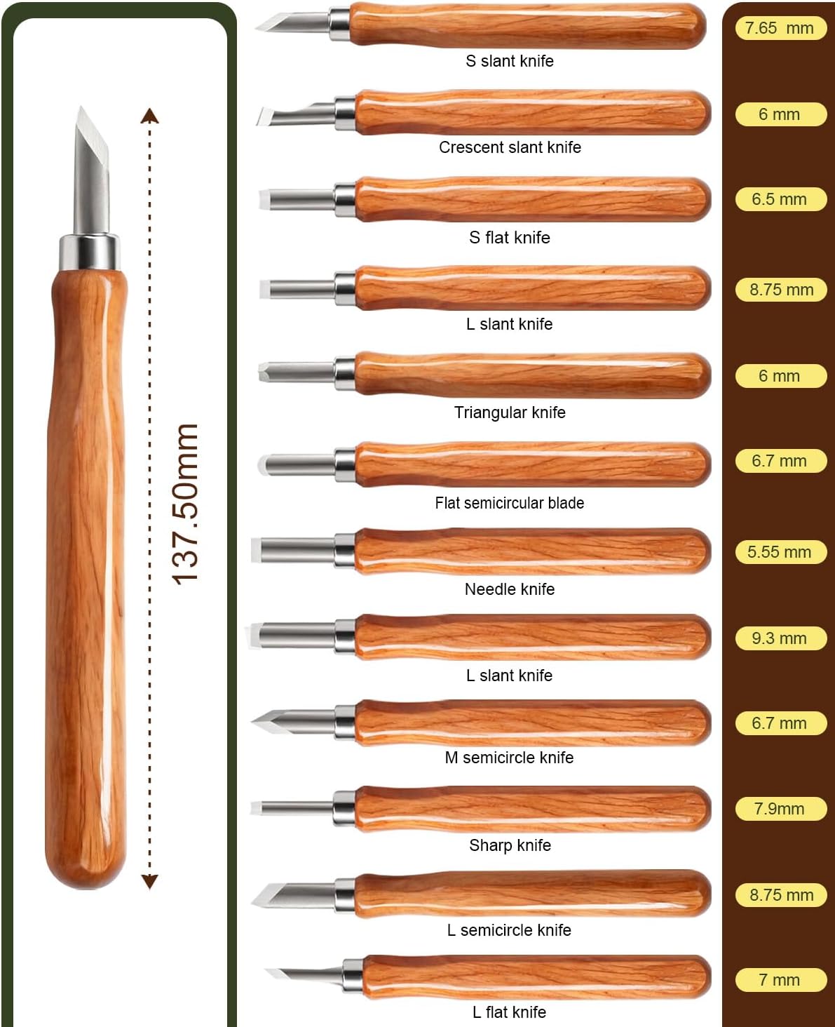 Maikehigh Kit Intaglio Legno 16 Pezzi - immagine 2