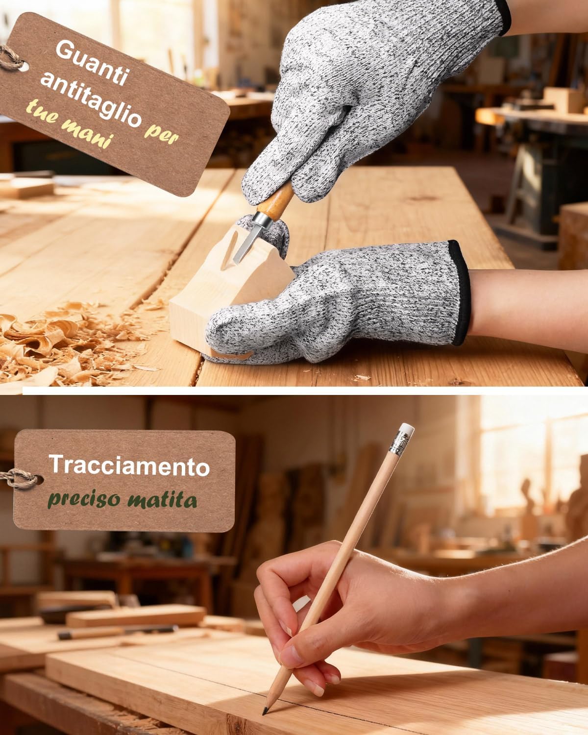 Maikehigh Kit Intaglio Legno 16 Pezzi - immagine 4