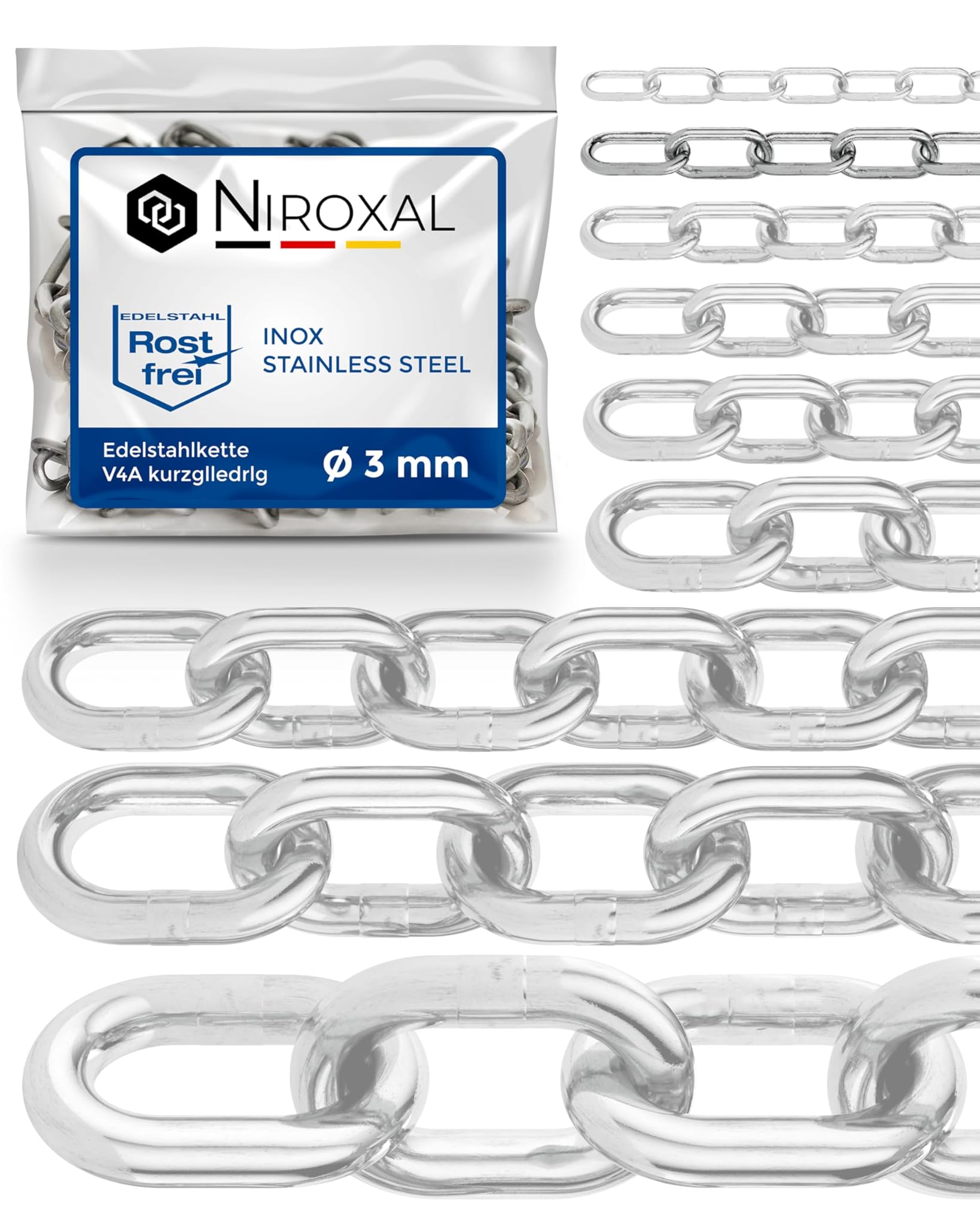 Nietfullthings Catena Ancoraggio Acciaio Inox V4A 3mm