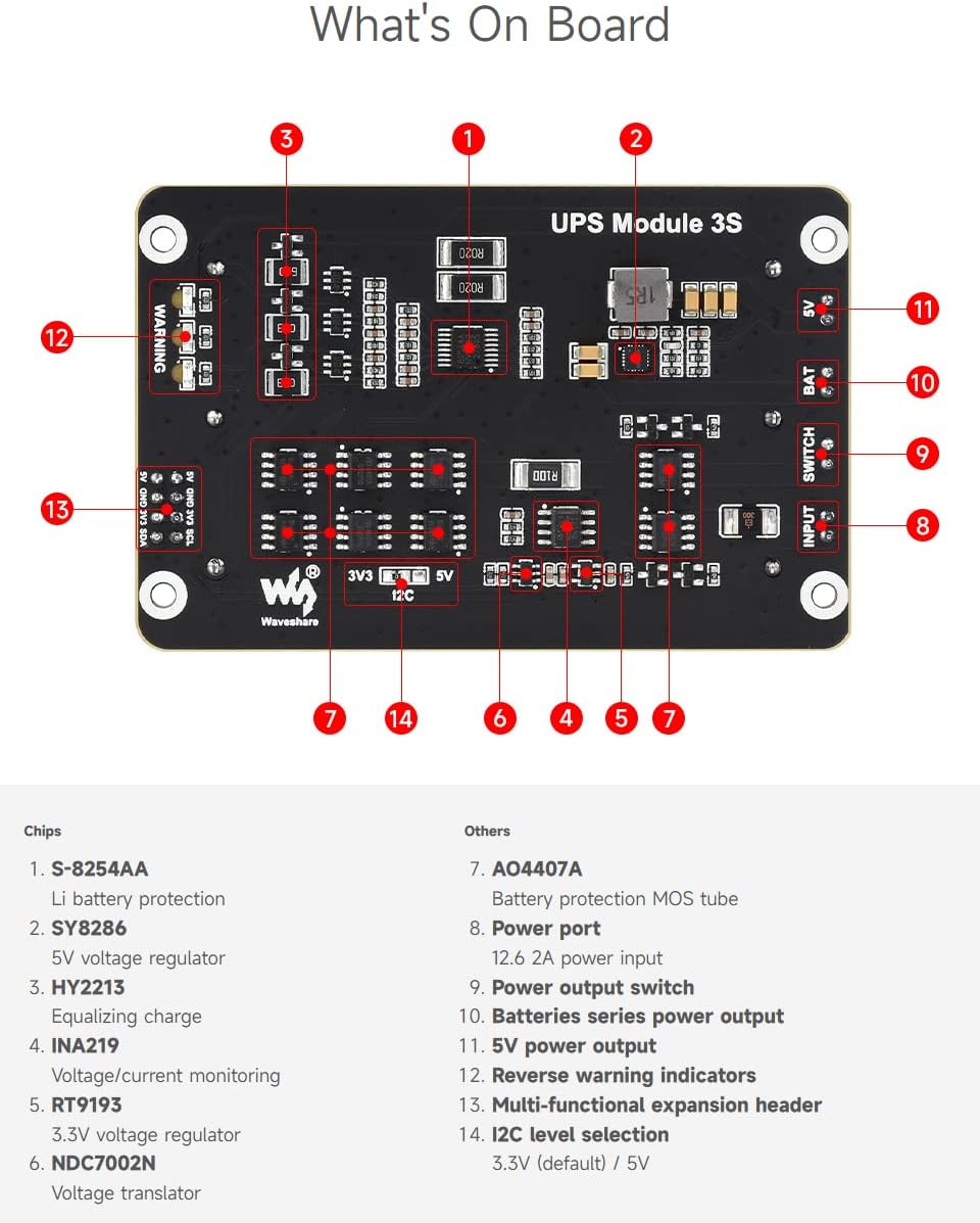 Waveshare Modulo UPS Alimentatore di Continuità 3S 5V 5A - immagine 6