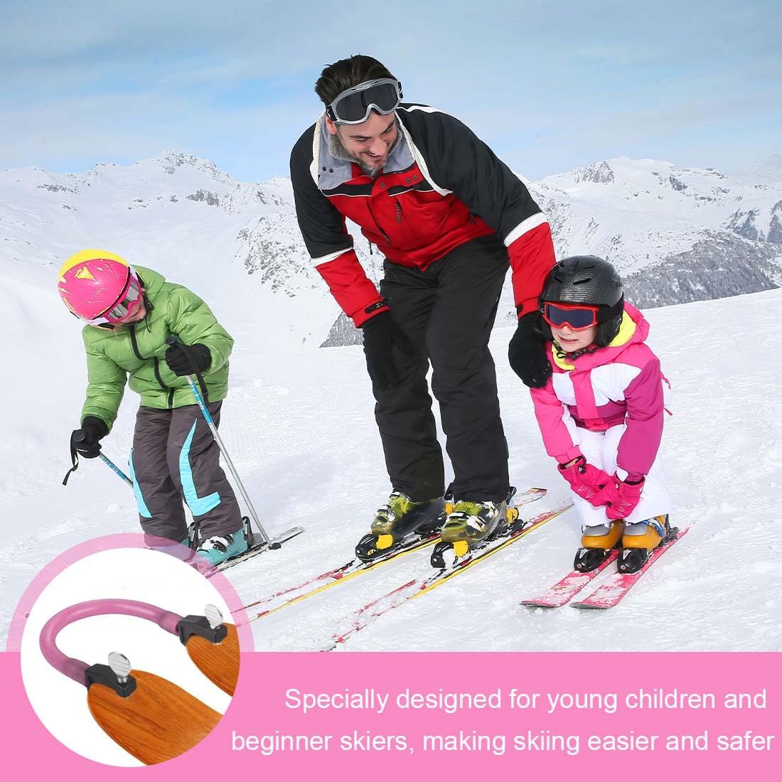 Connettore per Punta da Sci per Bambini, Accessorio per l'Allenamento dello Sci Portatile Facile Cuneo Sci Attrezzatura per Allenamento, per Bambini, Principianti (Rosso) - immagine 5