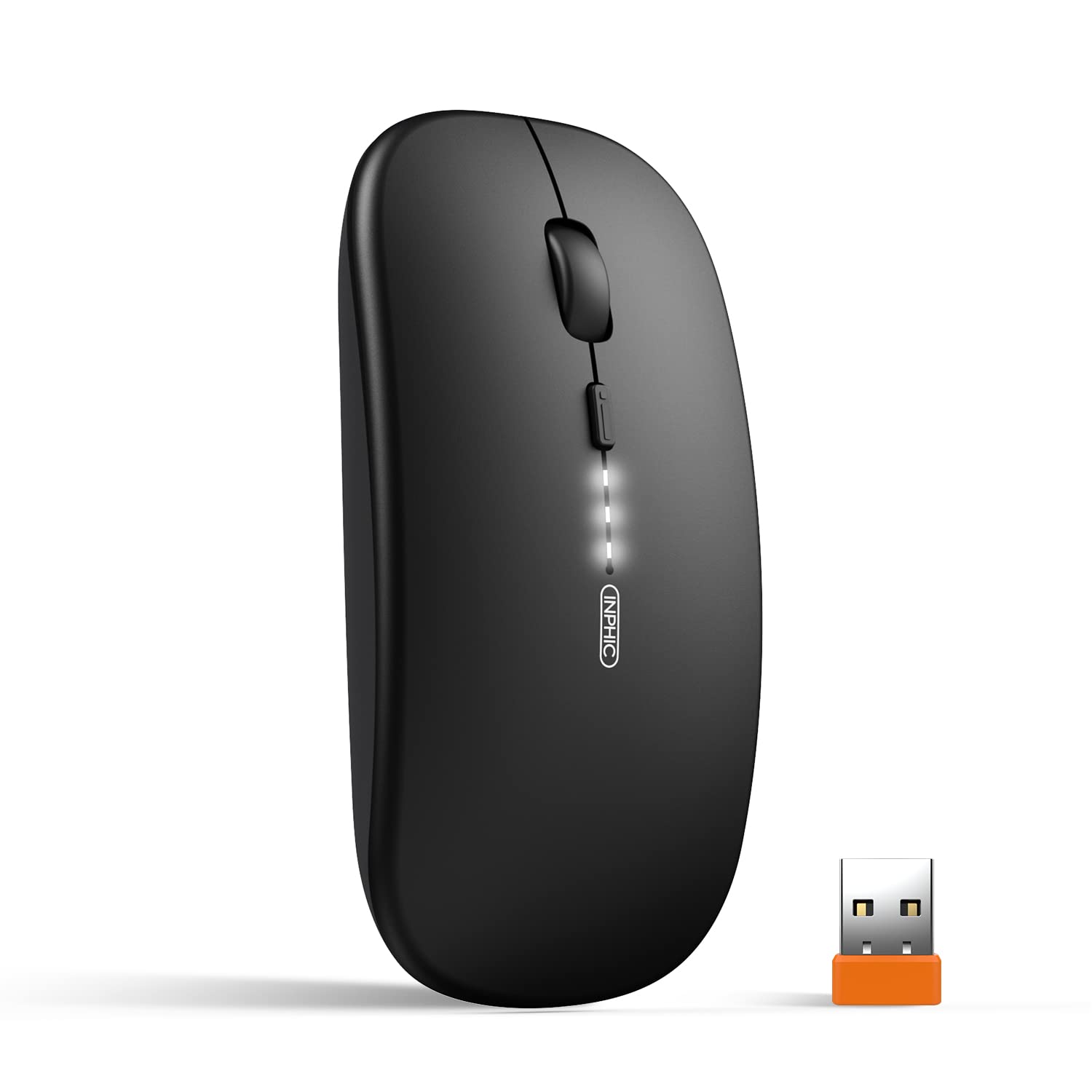 Inphic Mouse Wireless Ricaricabile 2.4G, Nero
