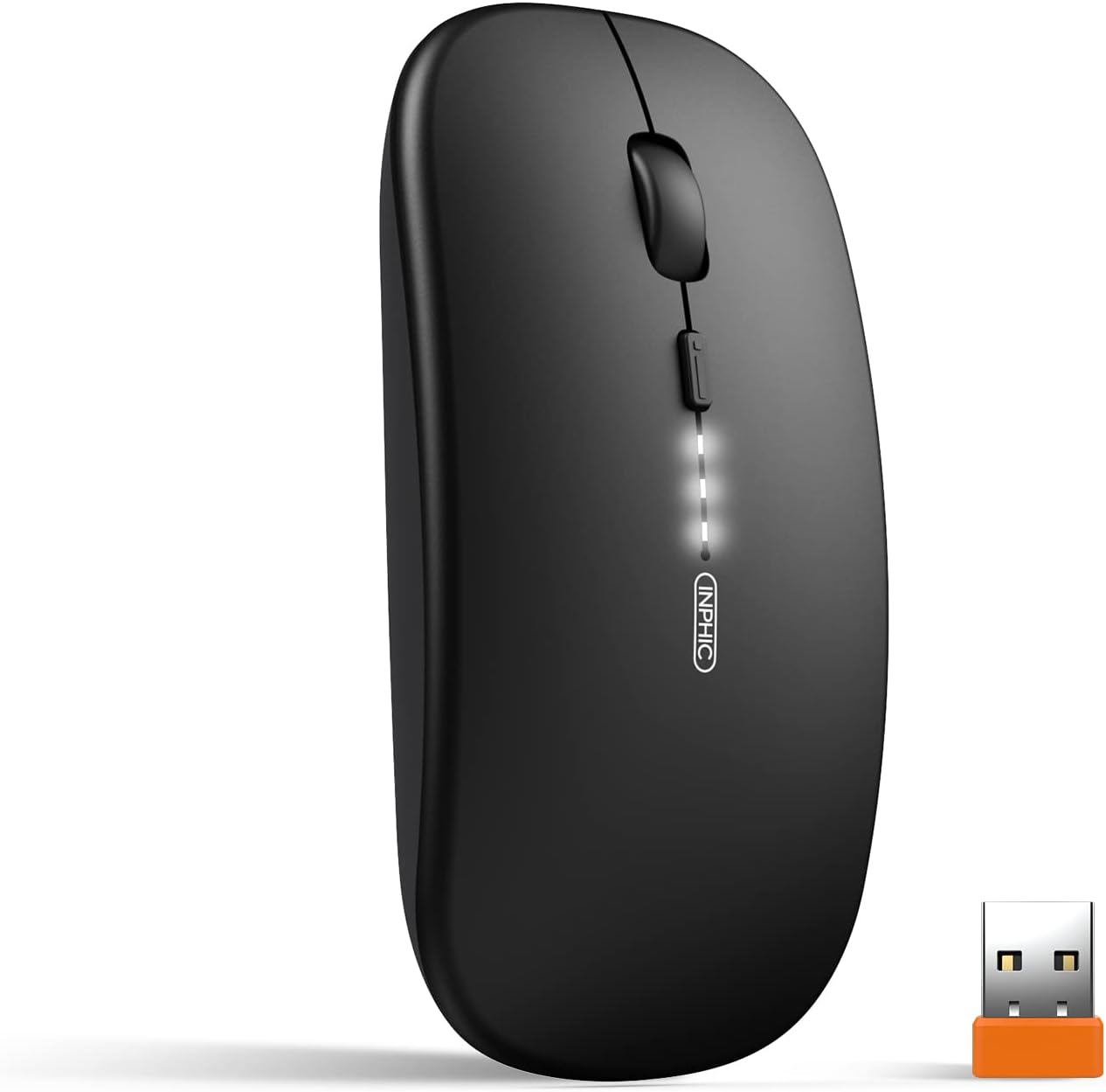 Inphic Mouse Wireless Ricaricabile 2.4G, Nero - immagine 1