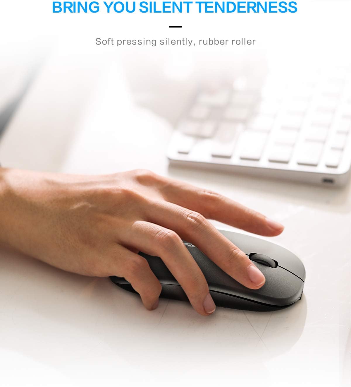 Inphic Mouse Wireless Ricaricabile 2.4G, Nero - immagine 5