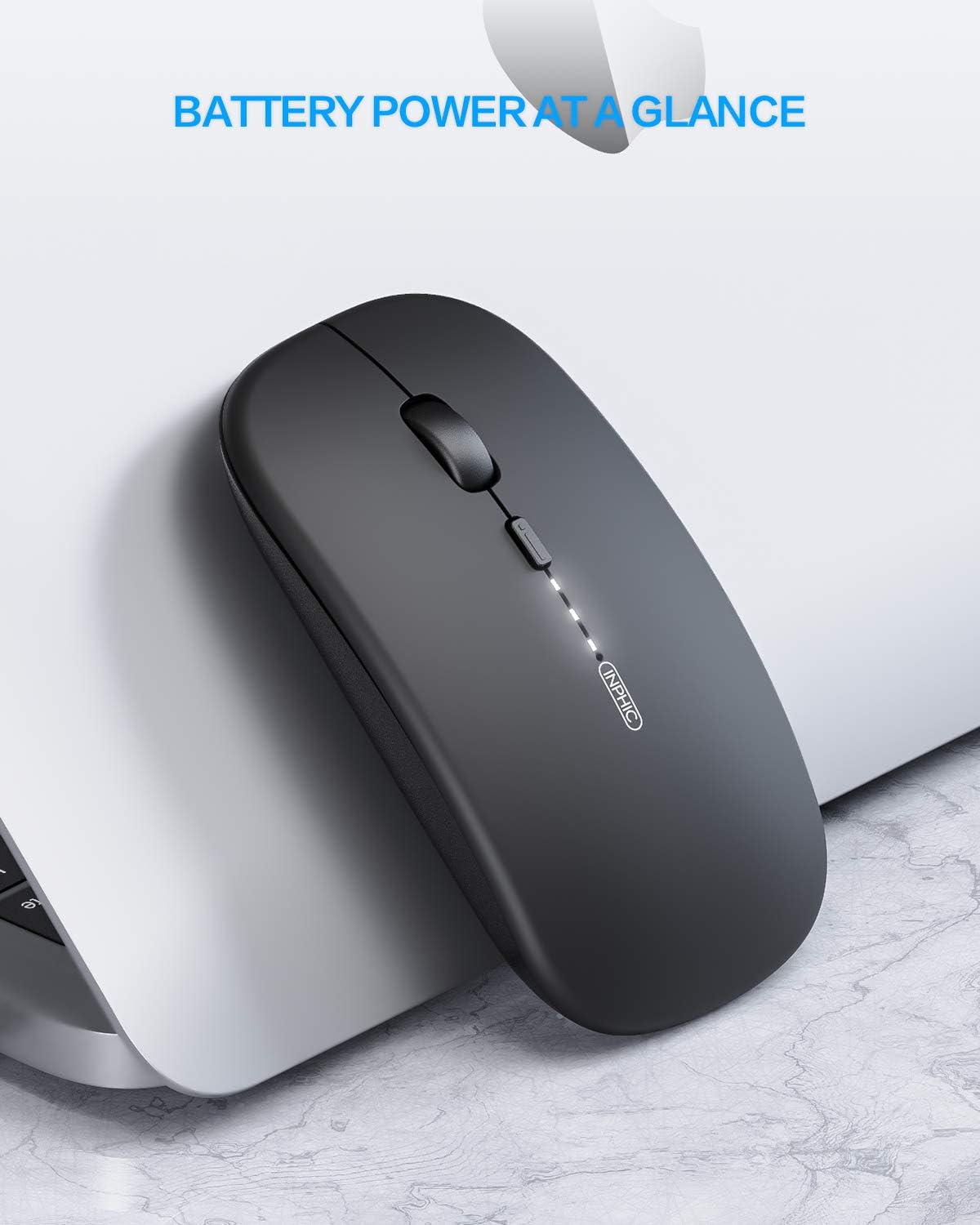 Inphic Mouse Wireless Ricaricabile 2.4G, Nero - immagine 6