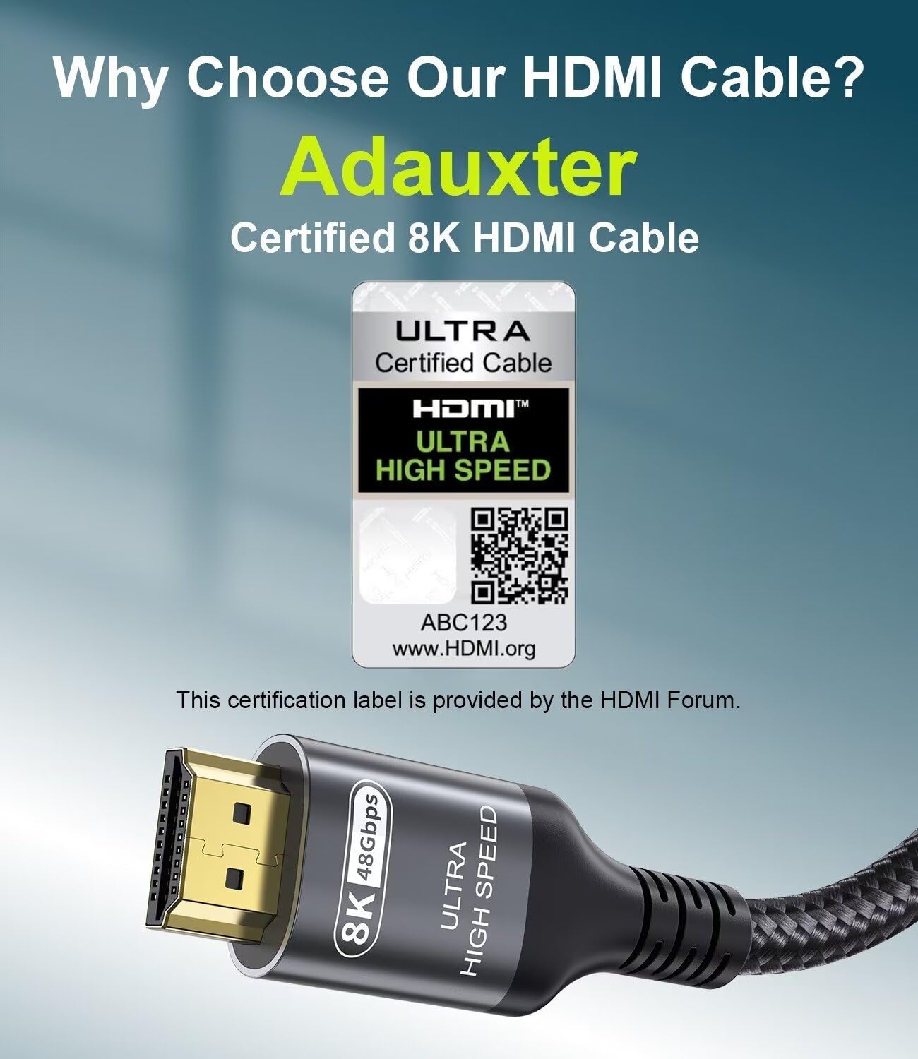 Adauxter Cavo HDMI 2.1 10K 8K 2M Certificato 48Gbps - immagine 2