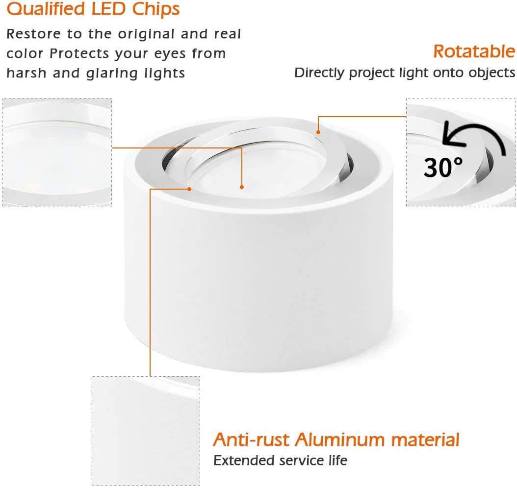 Kyotech - Set 4 Faretti LED da Soffitto Orientabili 5W - immagine 2