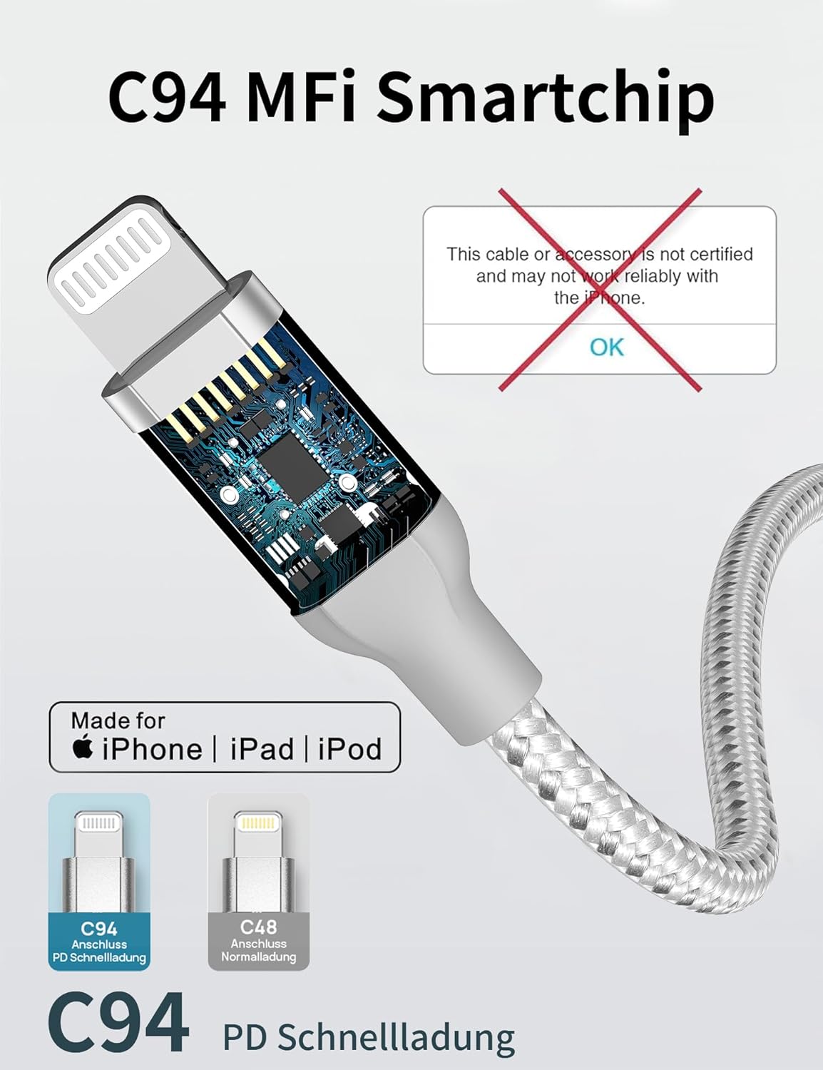 Cavo USB C Lightning Corto 30cm (2 pezzi) - immagine 5