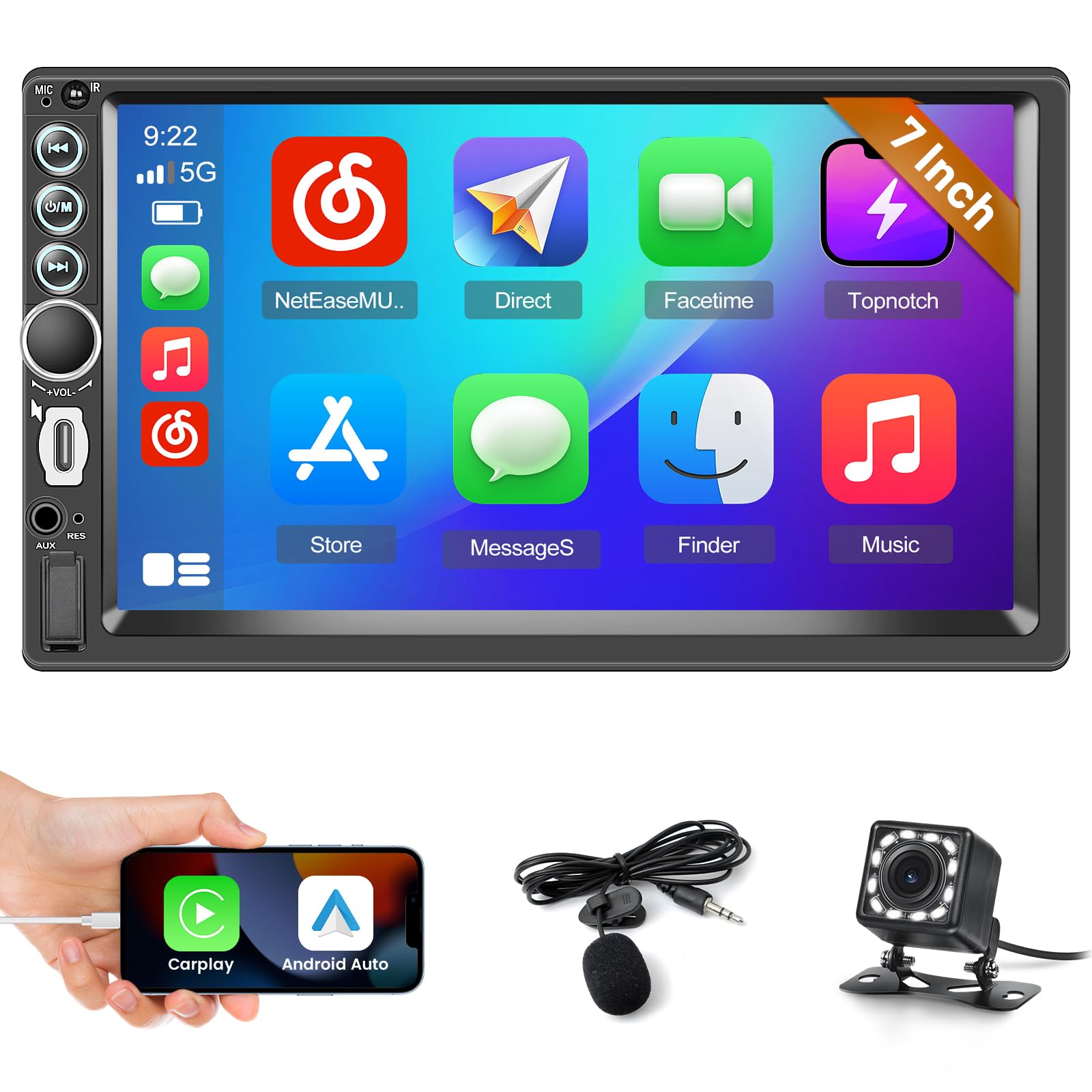 Inefala Autoradio 2 DIN 7" Touchscreen con Retrocamera
