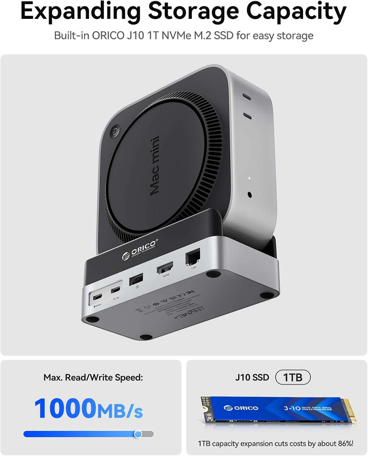 Orico MiniDock 1TB SSD Esterno per Mac mini M4 - immagine 4