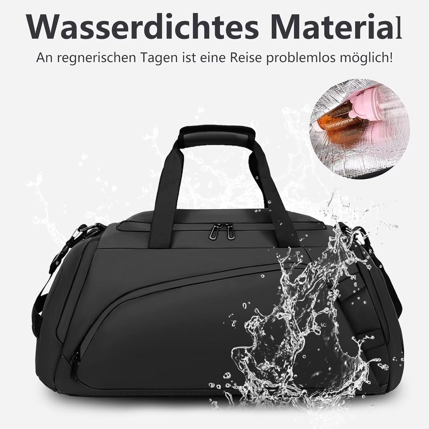 Clufar Borsone Palestra 40L Impermeabile, Nero - immagine 2